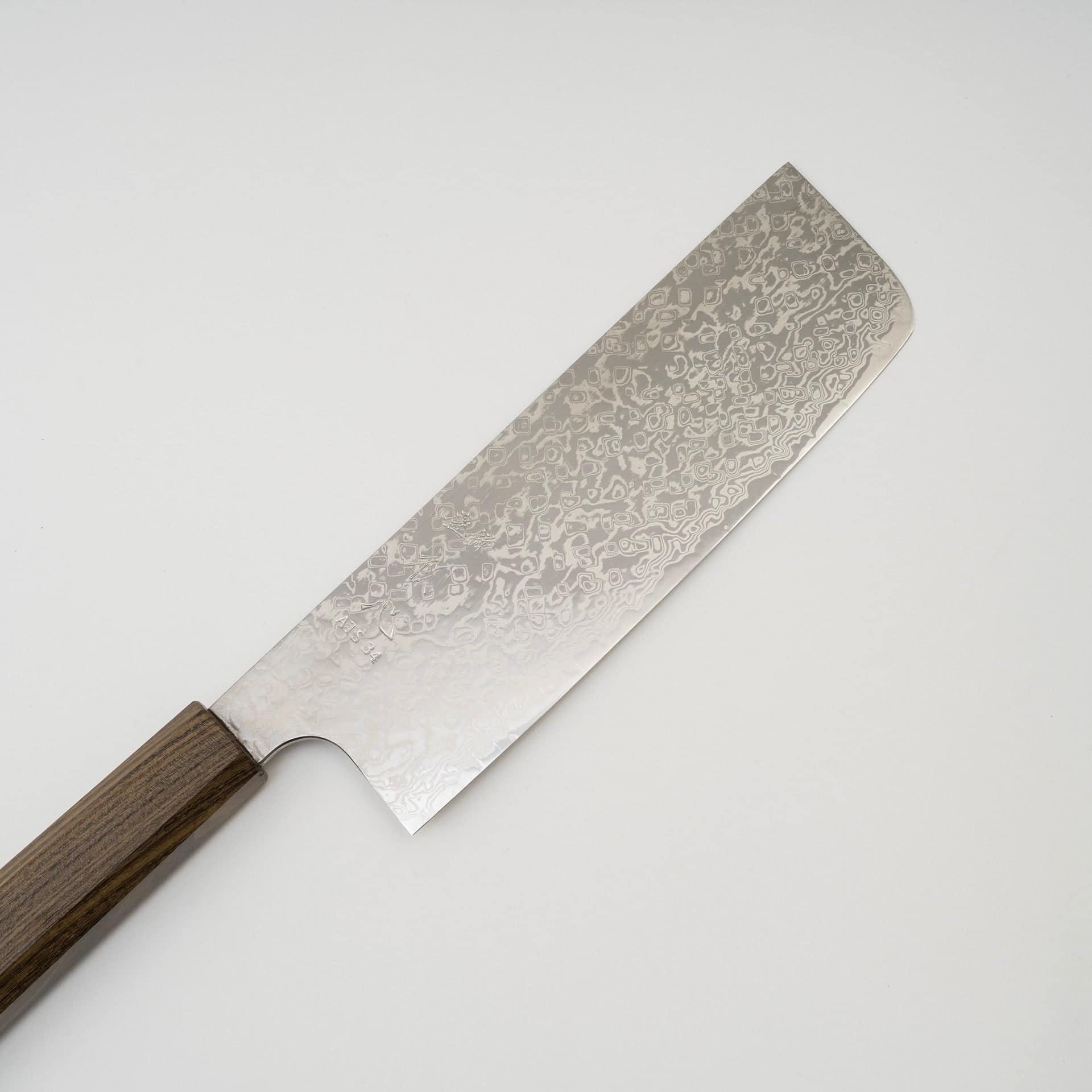 7CR08643.jpg Hatsukokoro Ginga ATS34 Damascus Nakiri 165mm, view 3