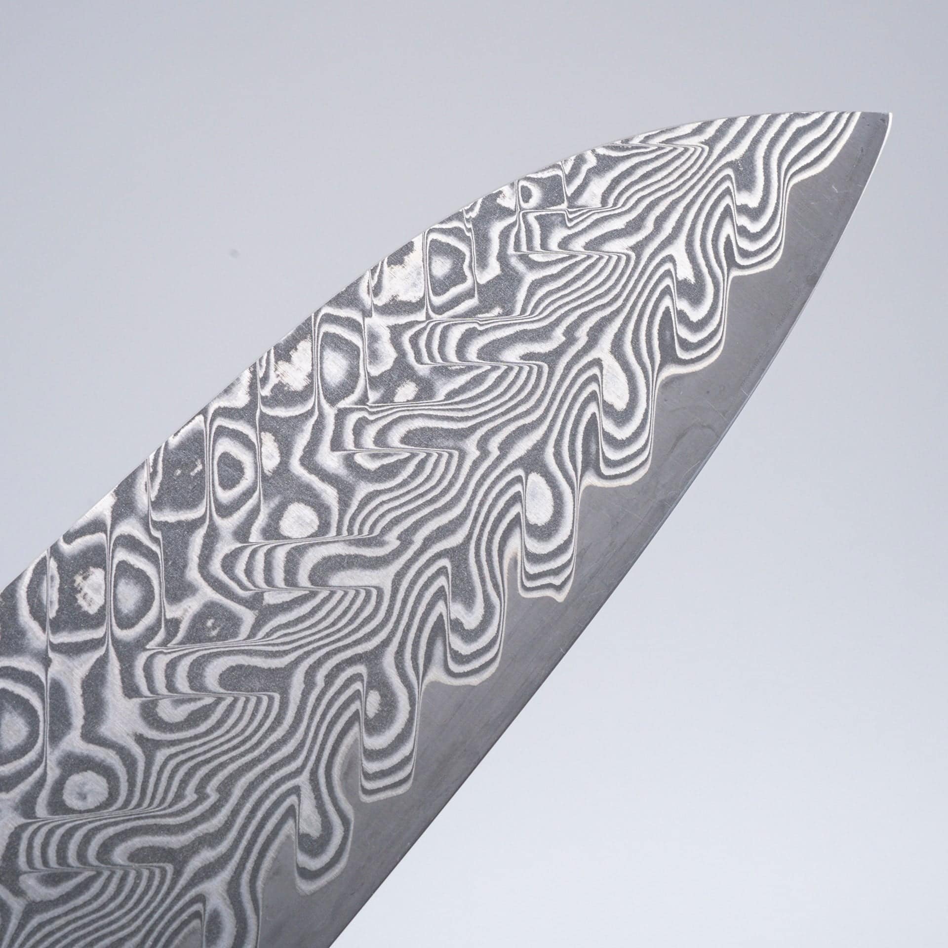 DSC08672.jpg Yoshimi Kato SG2 Etched Black Damascus Santoku 175mm Western Handle, view 3