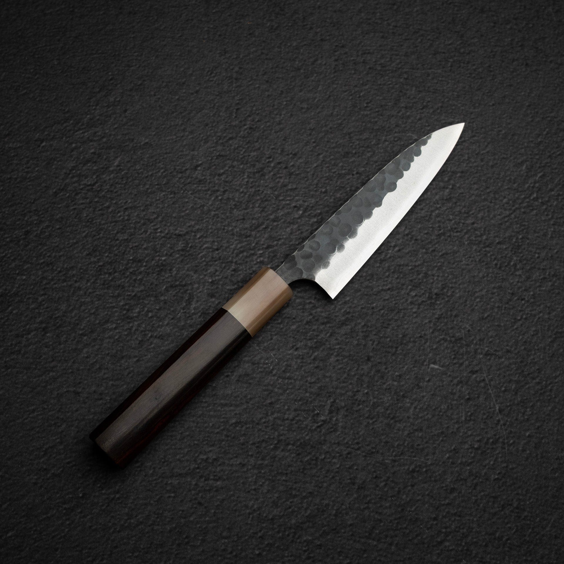 DSC_1213.jpg Masakage Koishi AS Petty 120mm, Aogami Super Kurouchi Tsuchime K&S Hearted-shaped Ironwood Handle, view 3
