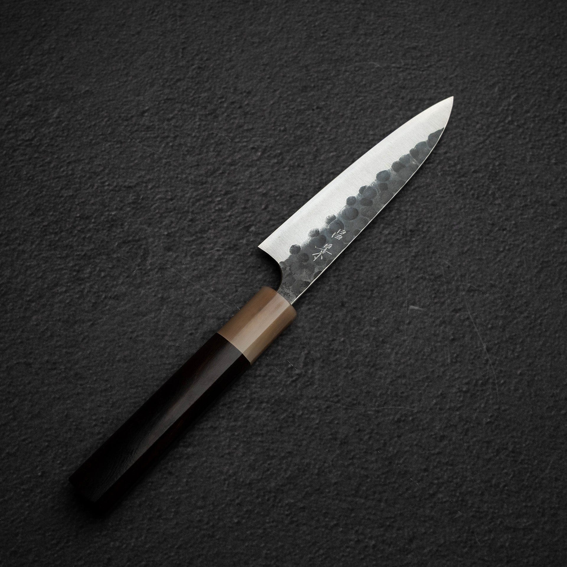 DSC_1214.jpg Masakage Koishi AS Petty 120mm, Aogami Super Kurouchi Tsuchime K&S Hearted-shaped Ironwood Handle, view 2