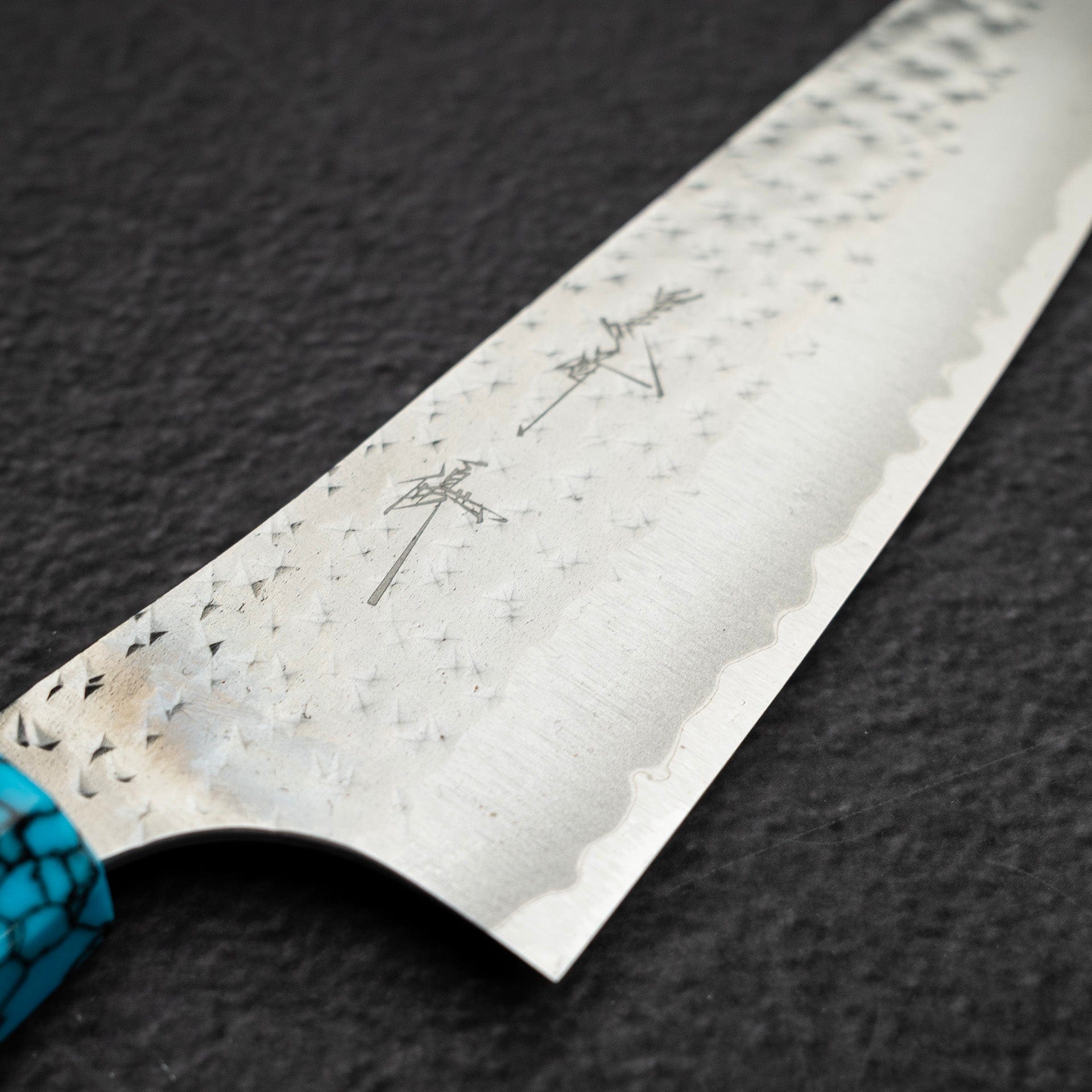 DSC_1269.jpg Kurosaki Kokusen Ei AS Bunka 170mm - Turquoise Ferrule, view 3