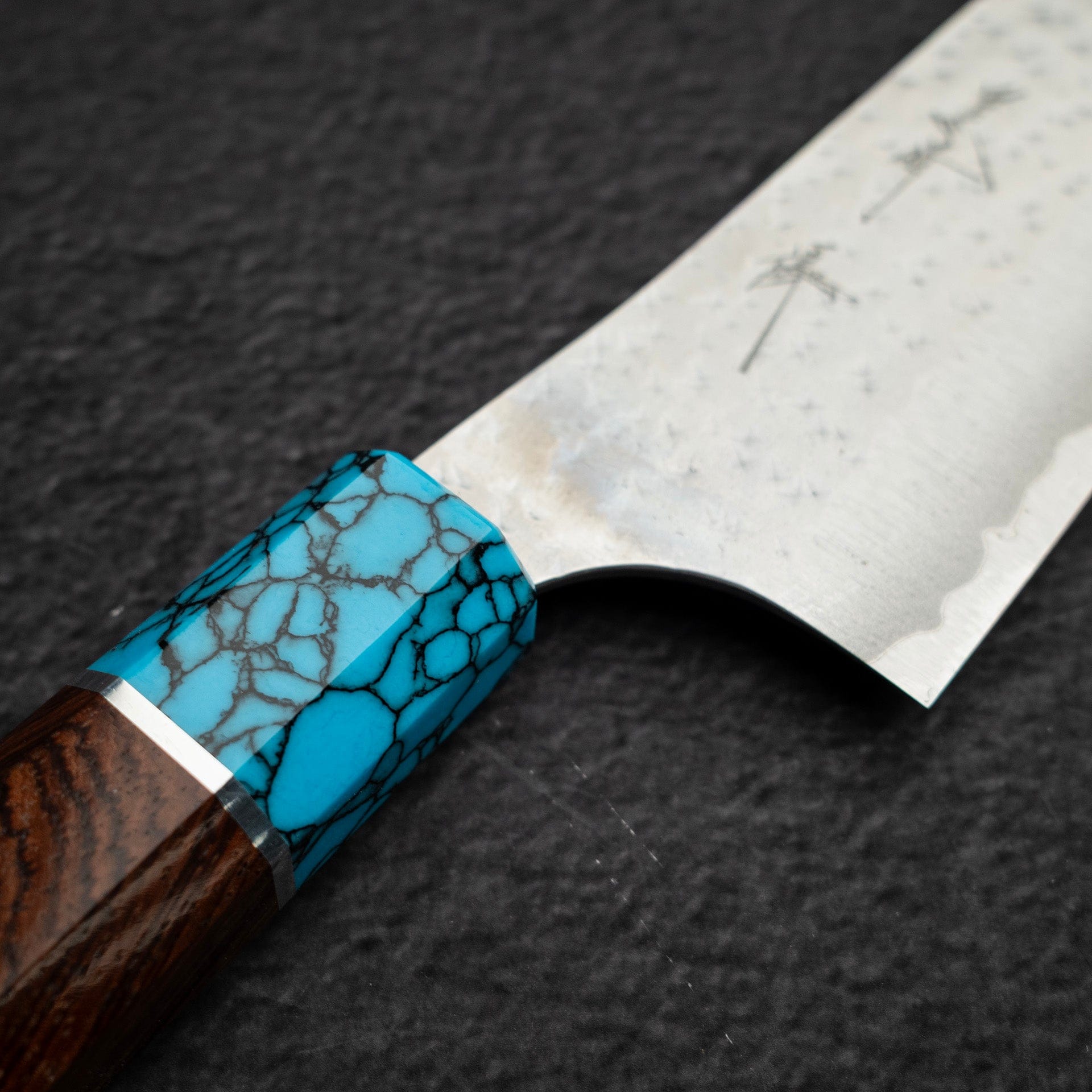 DSC_1270.jpg Kurosaki Kokusen Ei AS Bunka 170mm - Turquoise Ferrule, view 5