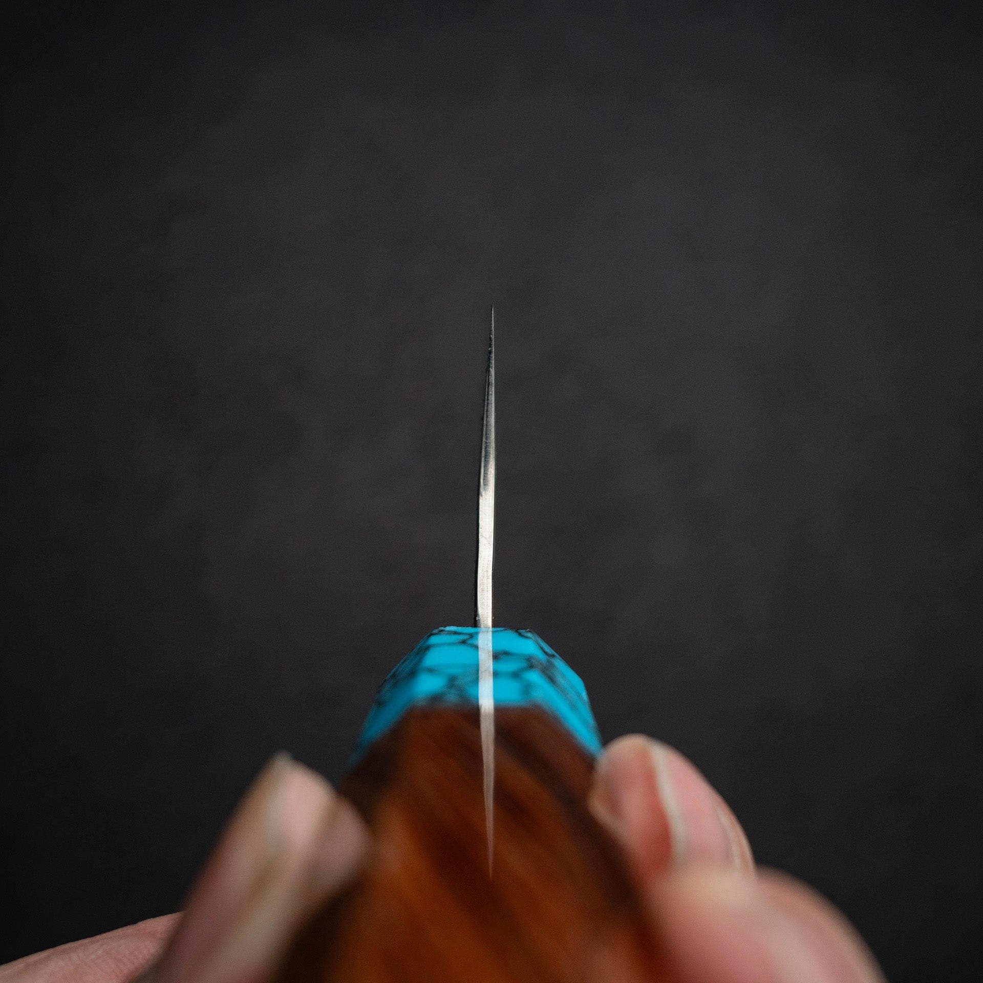 DSC_1274.jpg Kurosaki Kokusen Ei AS Bunka 170mm - Turquoise Ferrule, view 9
