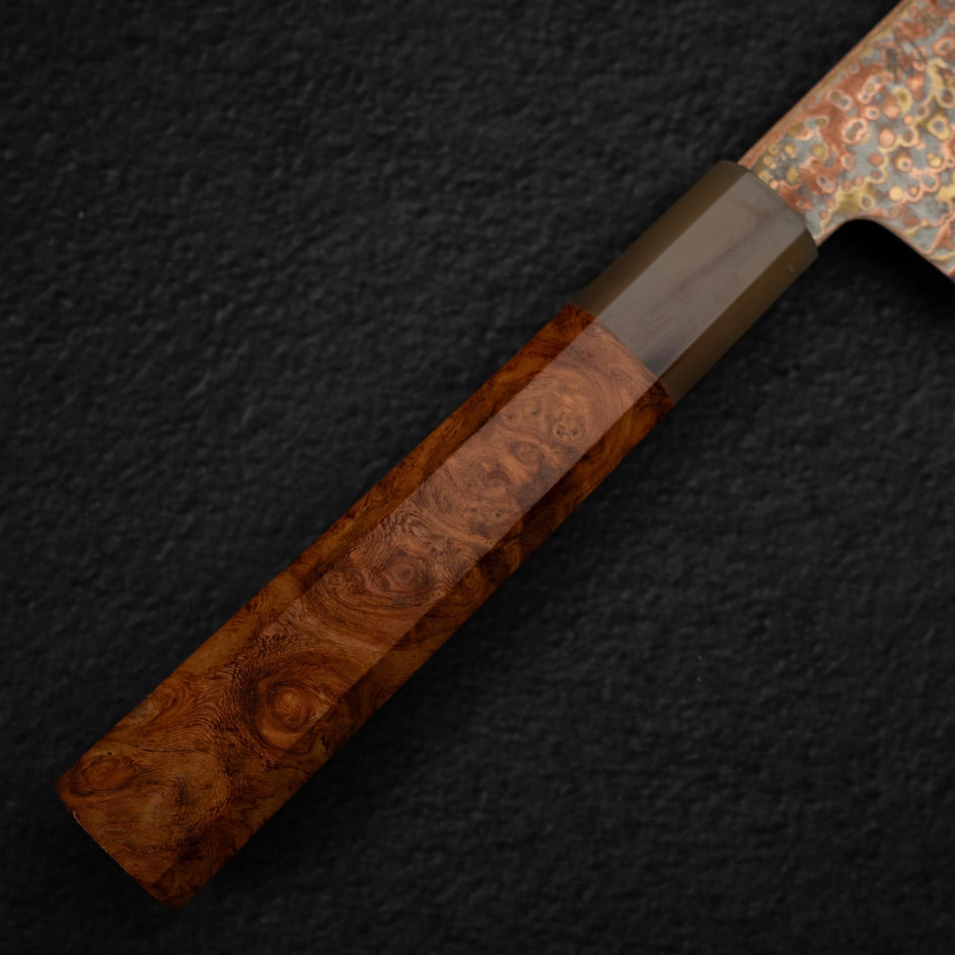 DSC_1845.jpg Hatsukokoro Hinotori V-Toku 2 Gyuto 210mm Rainbow Damascus Finish, view 6