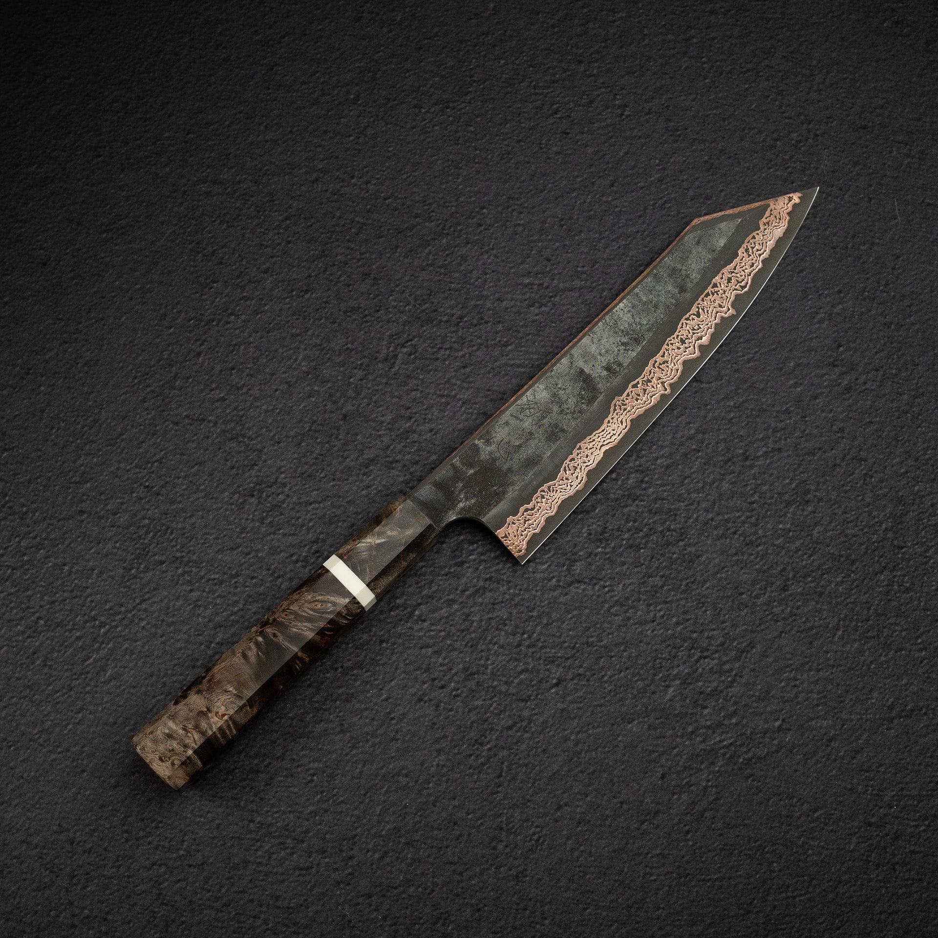 DSC_2796.jpg Hatsukokoro x Nigara Yorokobi SLD Copper Damascus K-tip Gyuto 210mm Birch Handle, view 2