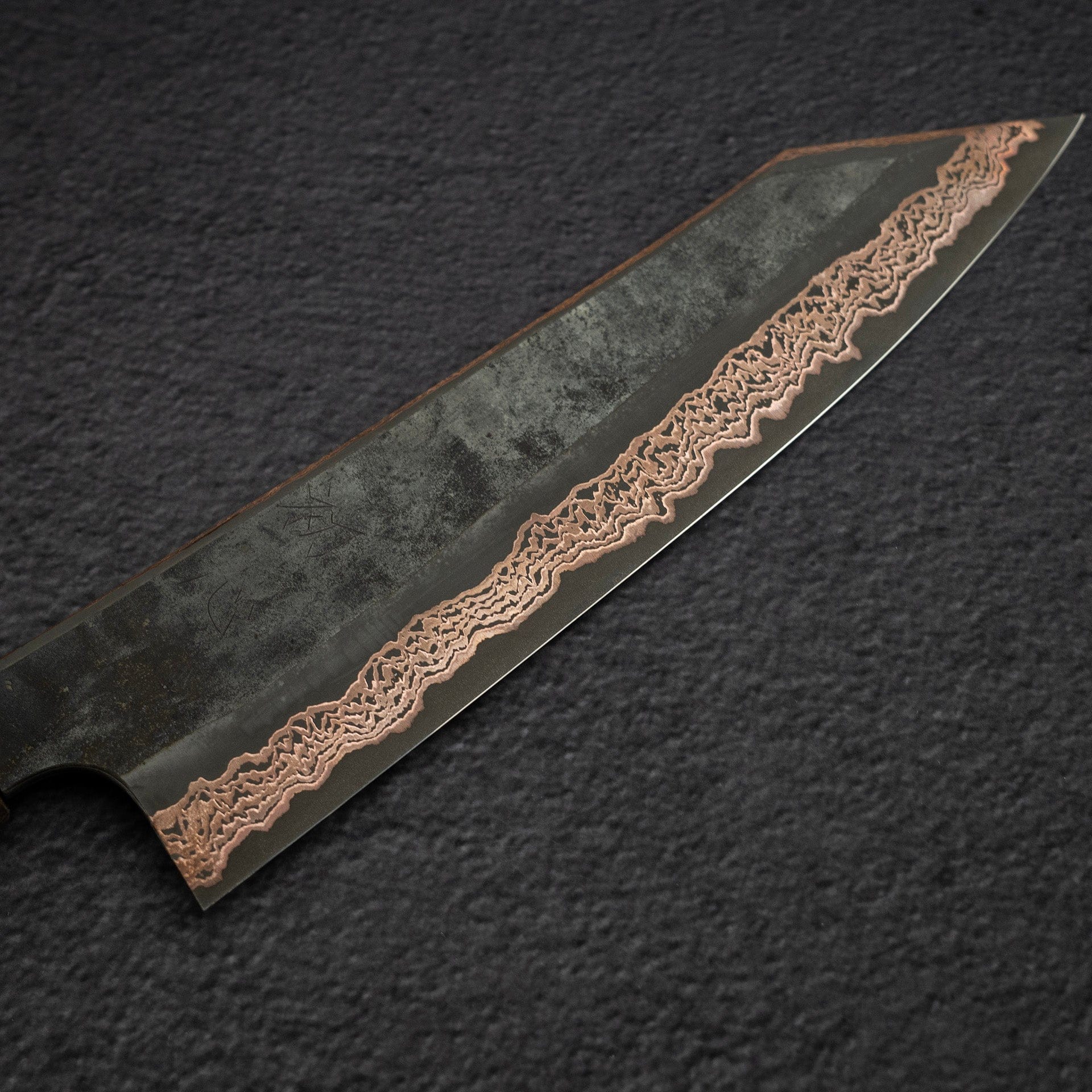 DSC_2797.jpg Hatsukokoro x Nigara Yorokobi SLD Copper Damascus K-tip Gyuto 210mm Birch Handle, view 3