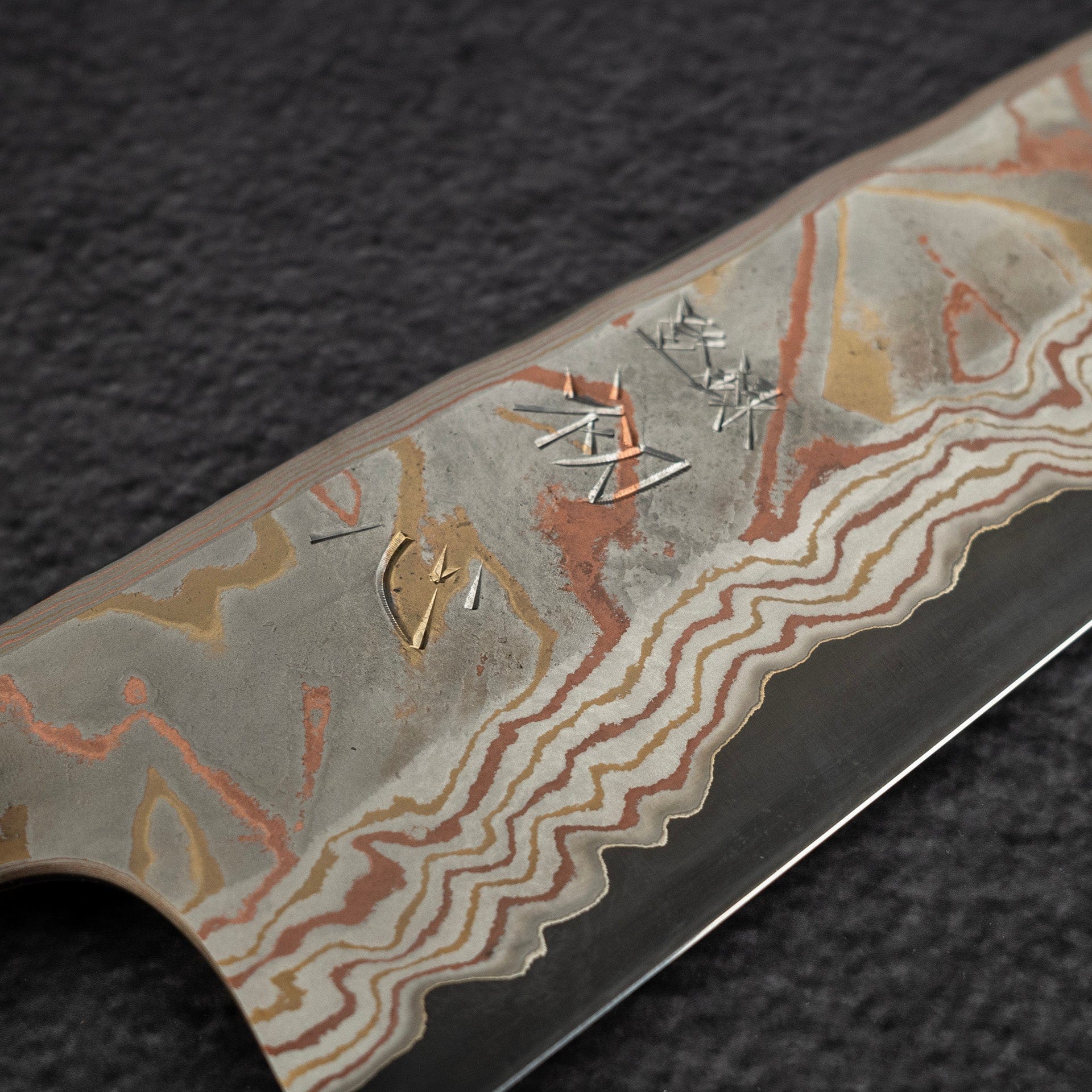 DSC_2874.jpg Hatsukokoro x Nigara Irodori Blue 2 Rainbow Damascus K-tip Gyuto 240mm, view 5