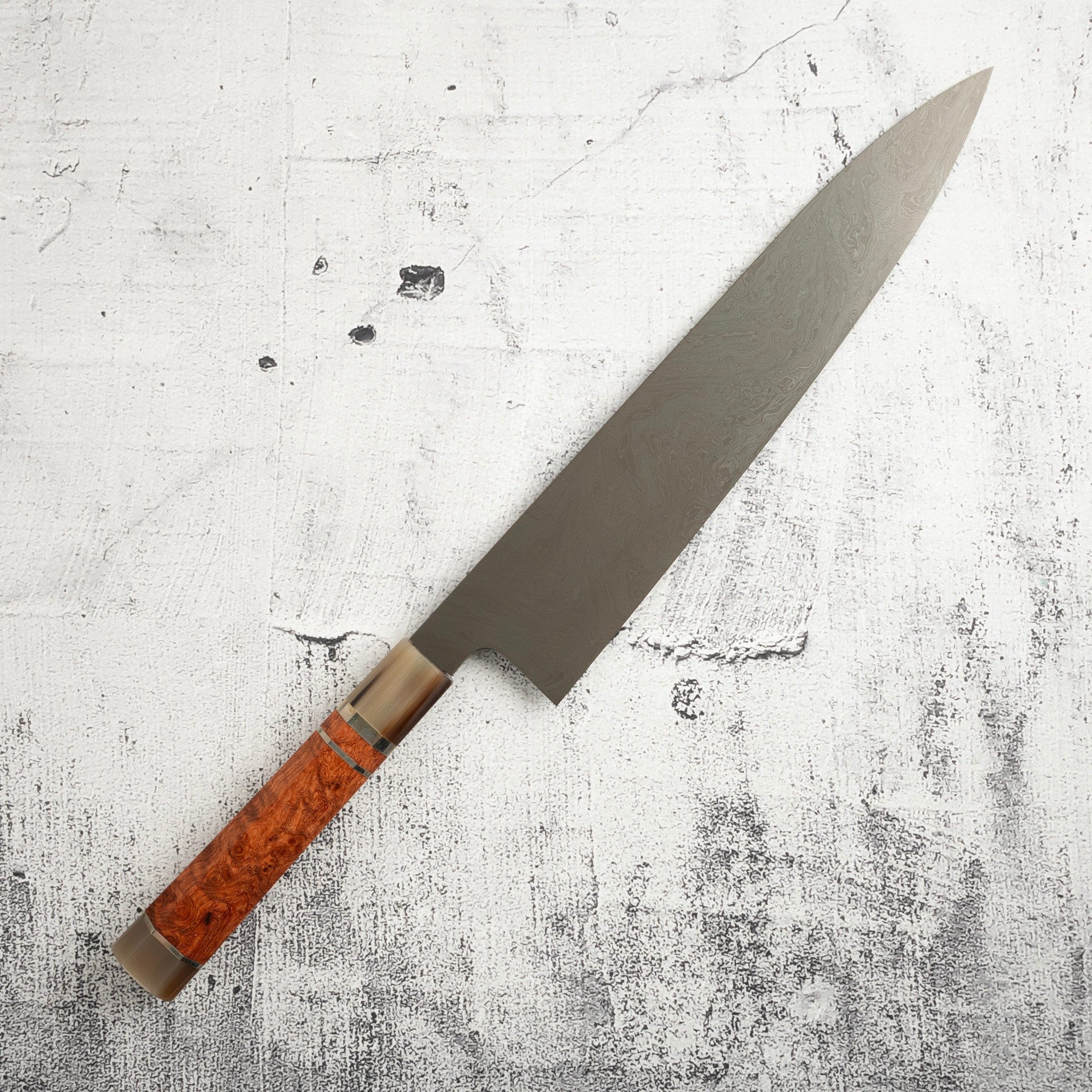 DSC_8354.jpg Exotic: Shoichi Hashimoto (橋本庄市) Zaregumo (ざれぐも・戯雲) Blue / White Coreless Gyuto 270mm, view 2