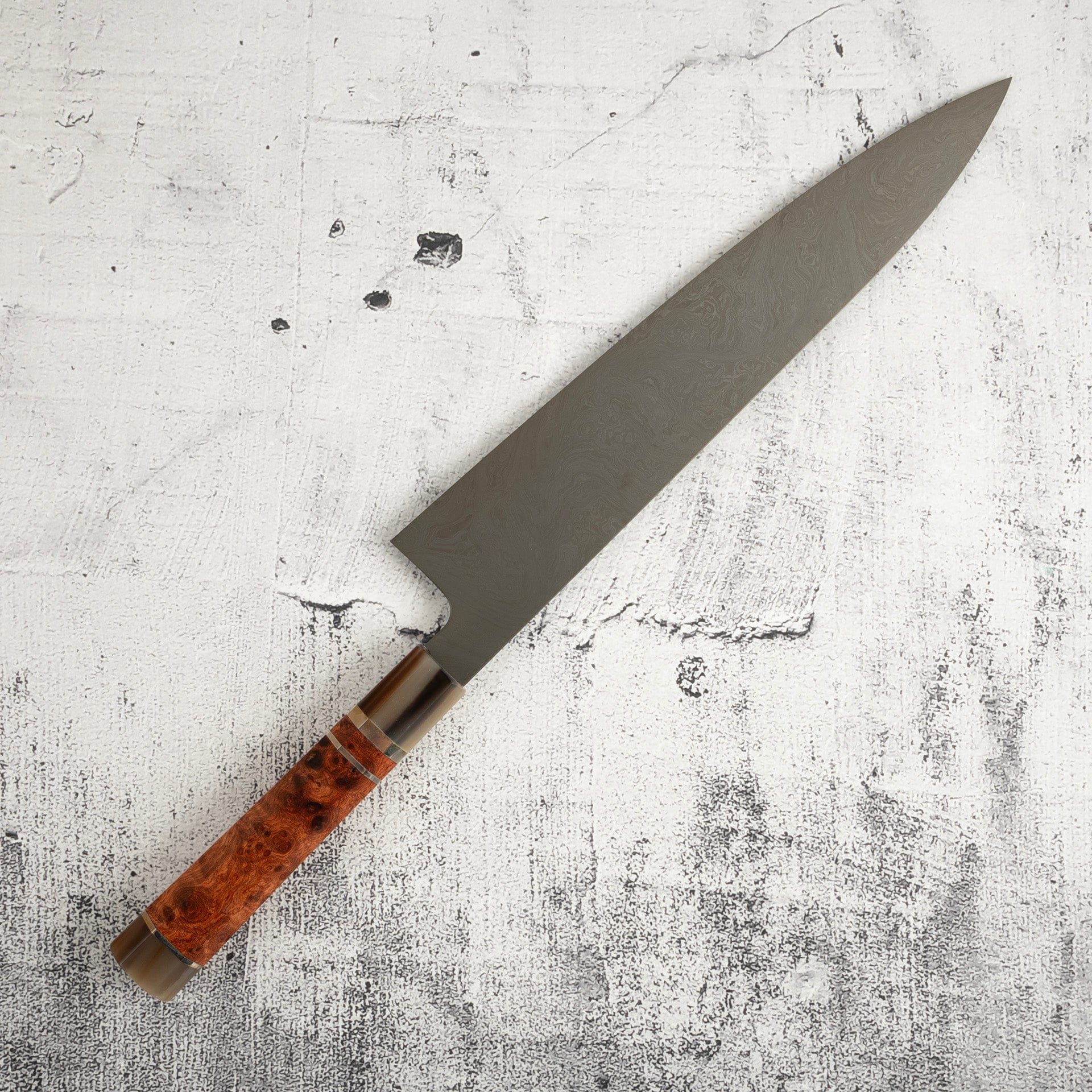 DSC_8362.jpg Exotic: Shoichi Hashimoto (橋本庄市) Zaregumo (ざれぐも・戯雲) Blue / White Coreless Gyuto 270mm, view 3
