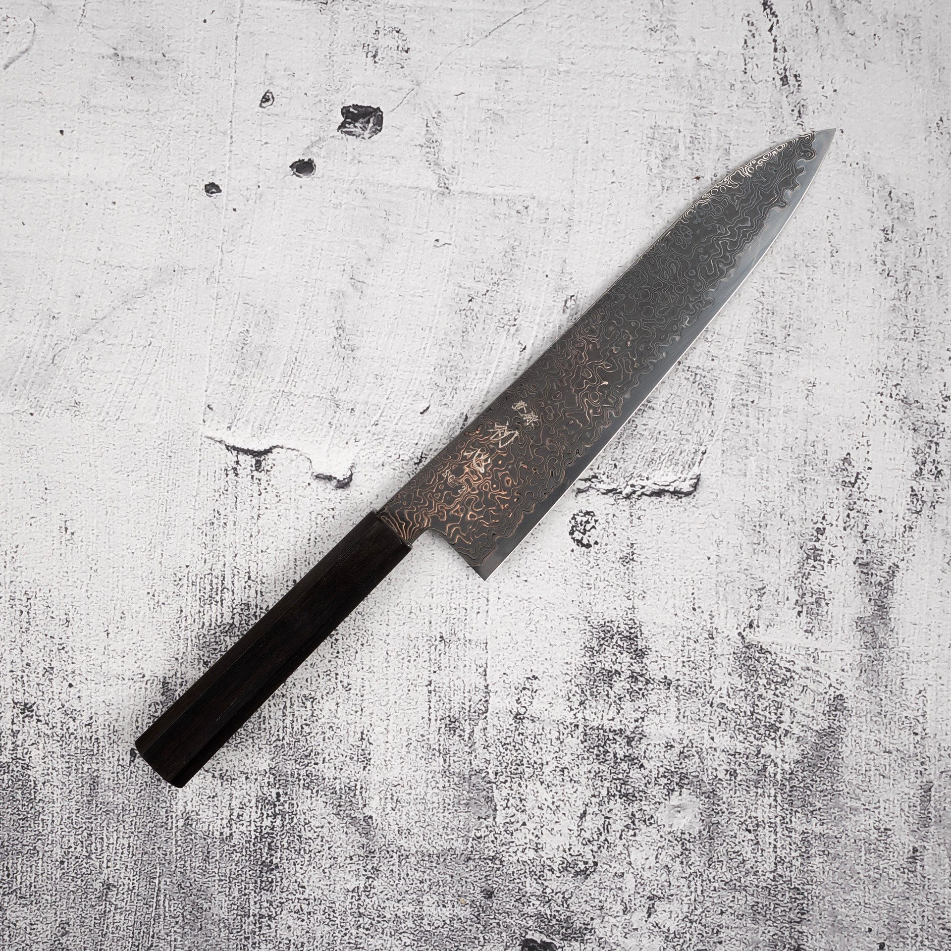 Hatsukokoro Ryuhyo SG2 Black Damascus Gyuto 210mm Ebony