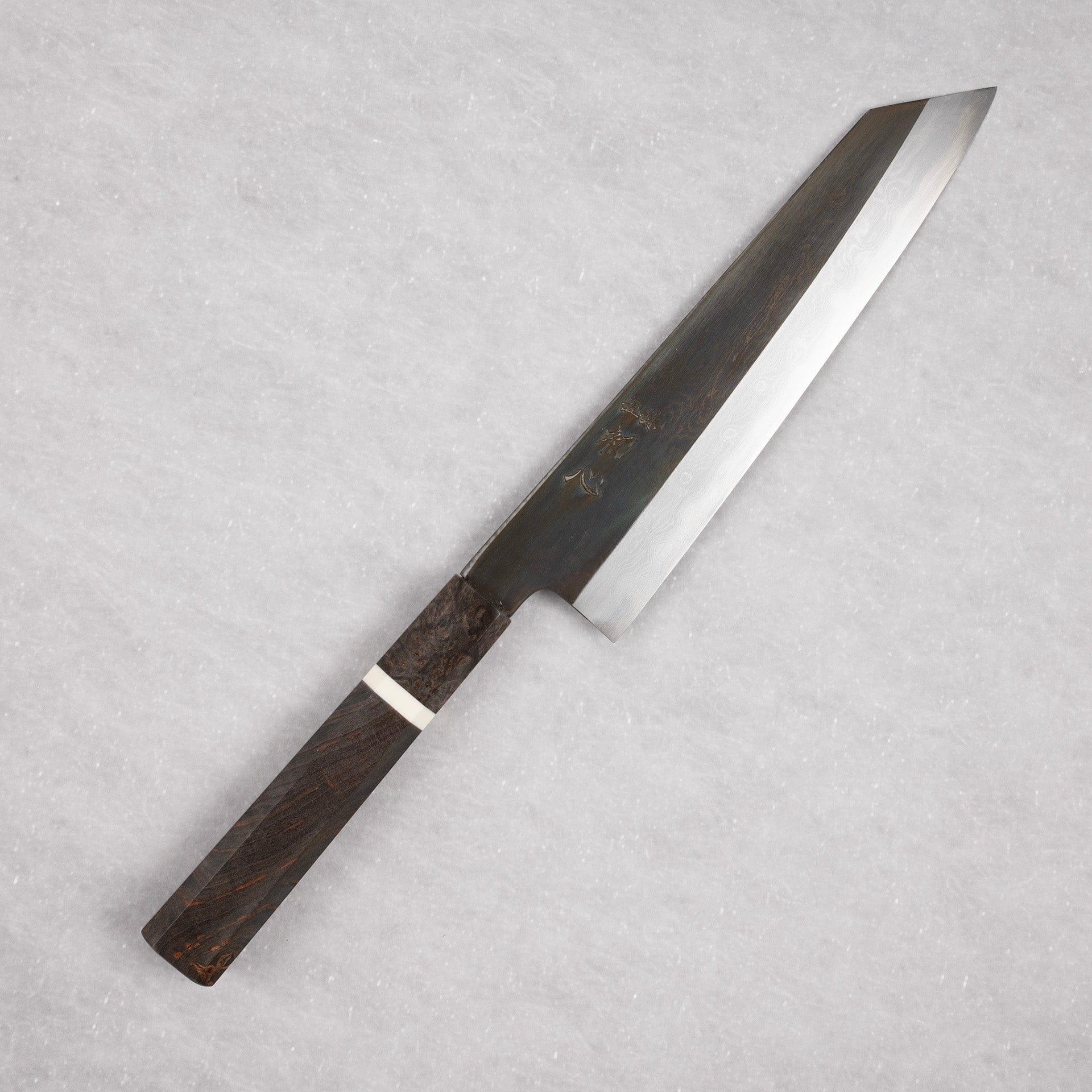 Hatsukokoro x Satoshi Nakagawa Blue 1 Etched Black Damascus K tip Gyuto 210mm