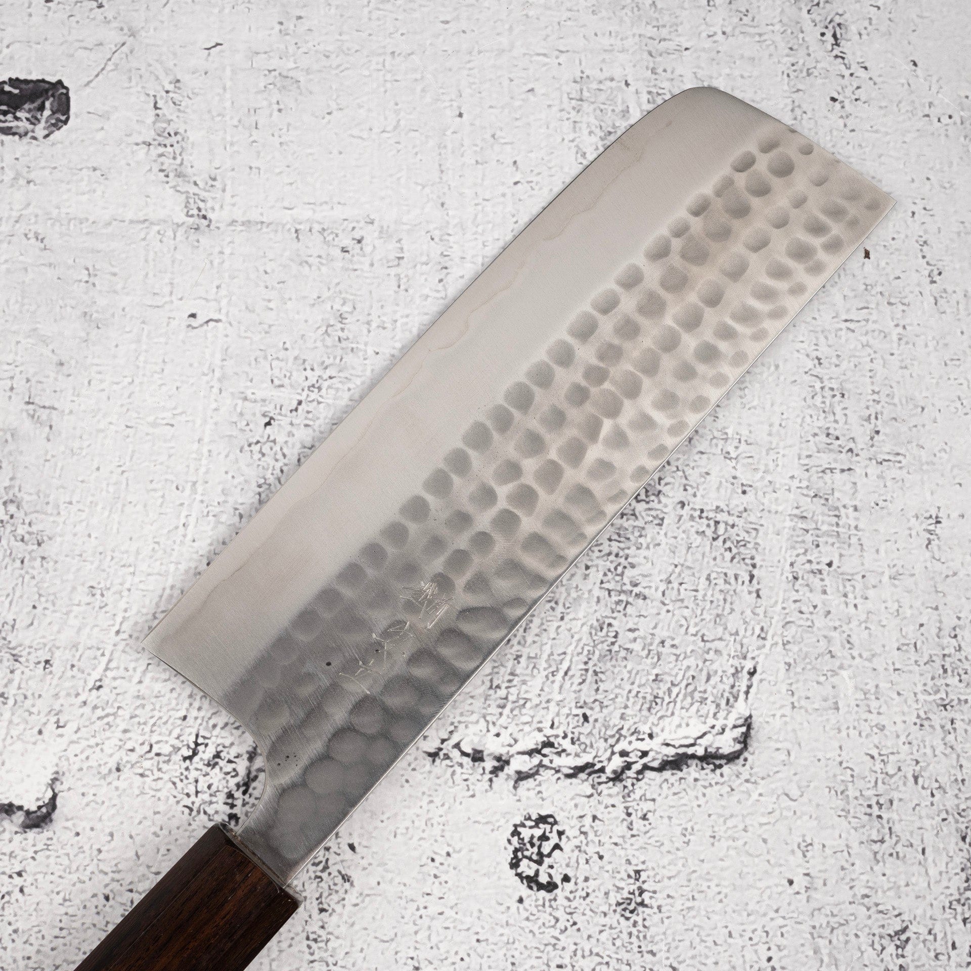 KatsushigeAnryuBlue2TsuchimeNakiriStainlessCladEbonyHandlee_6b4fb3a3-41f0-42b0-8b7e-8cc7b9dec8b6.jpg Katsushige Anryu Blue 2 Tsuchime Nakiri 170mm Stainless Clad Ebony Handle, view 5