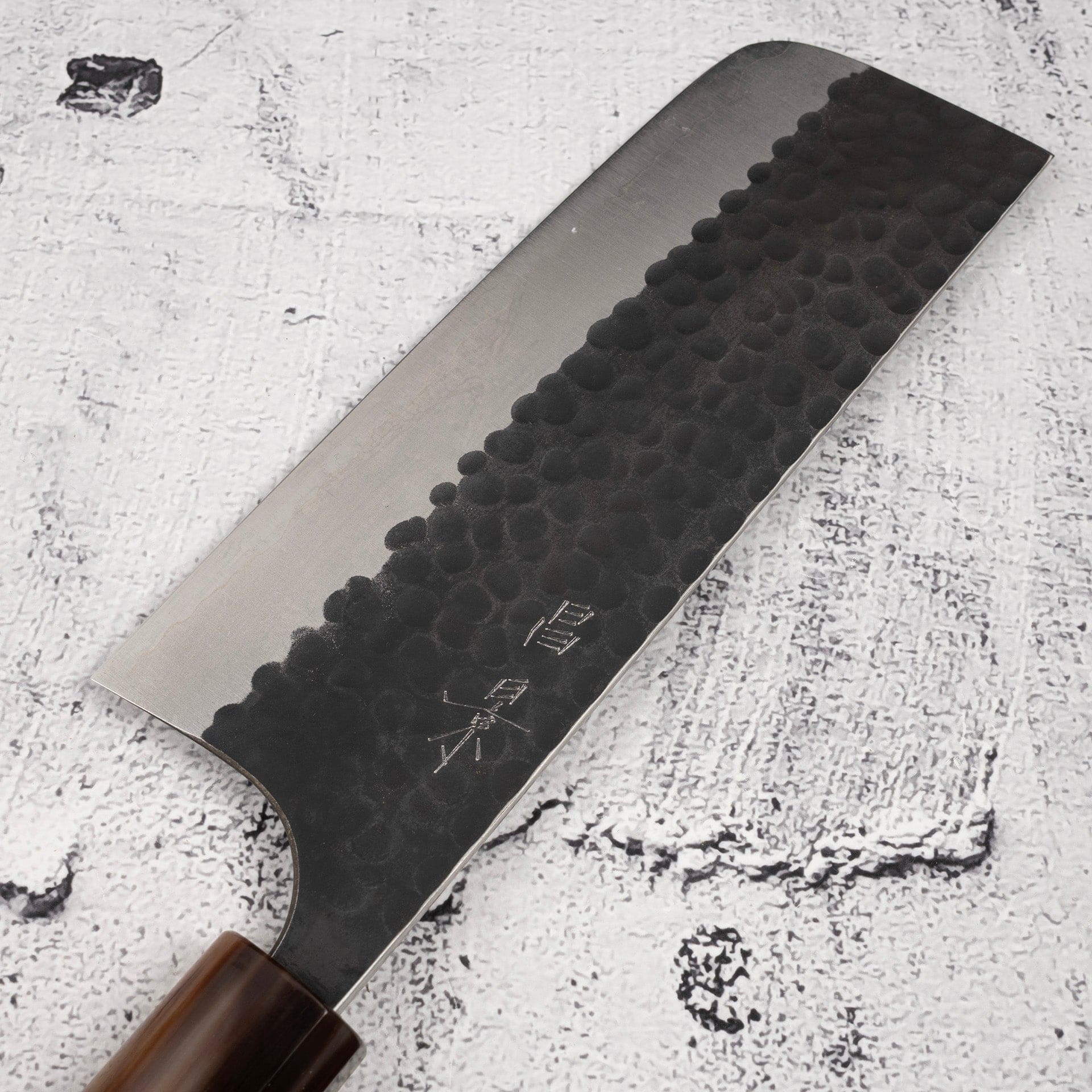 MasakageKoishiASNakiri165mmb.jpg Masakage Koishi AS Nakiri 165mm, Aogami Super Kurouchi Tsuchime K&S Hearted-shaped Ironwood Handle, view 2