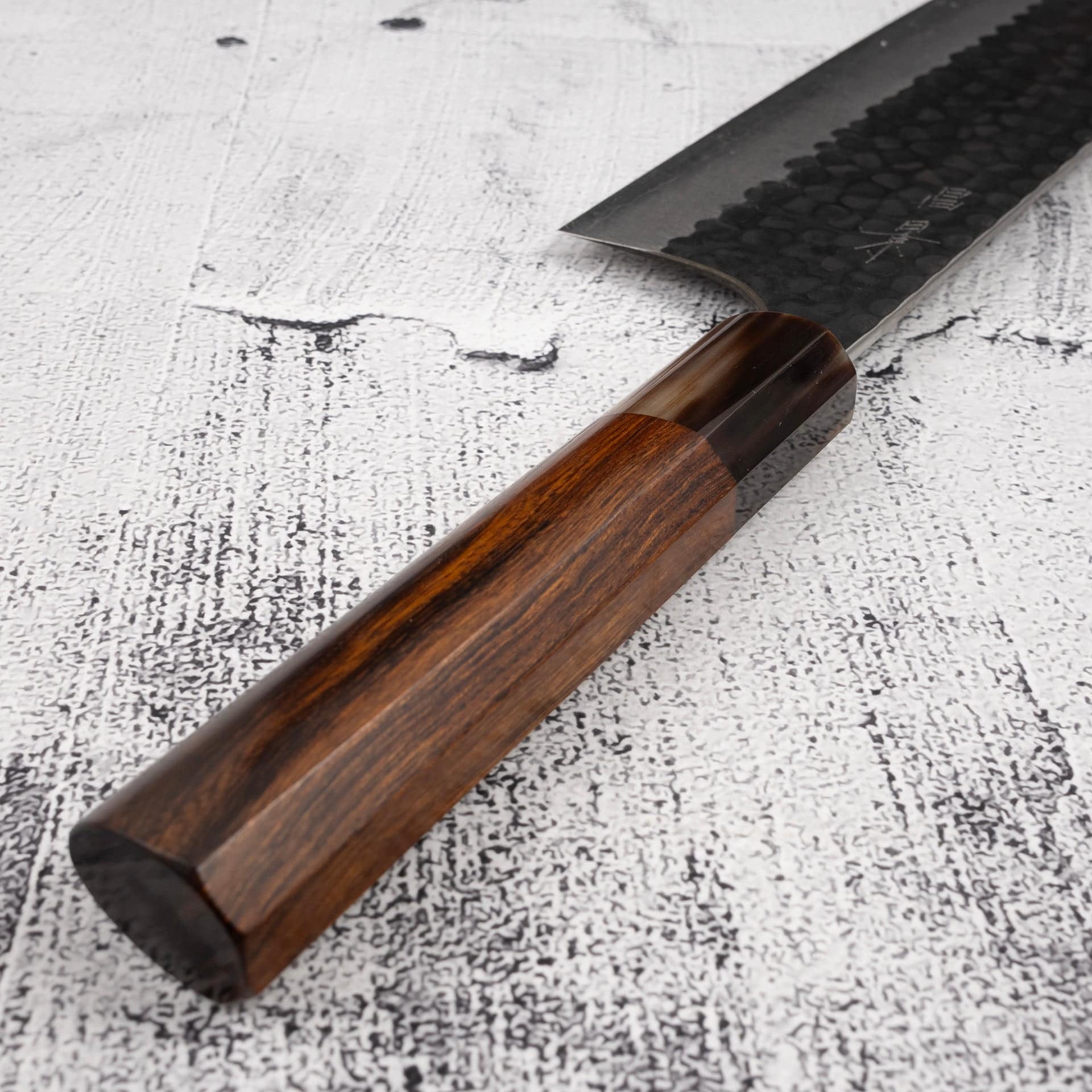 MasakageKoishiASNakiri165mmd.jpg Masakage Koishi AS Nakiri 165mm, Aogami Super Kurouchi Tsuchime K&S Hearted-shaped Ironwood Handle, view 4