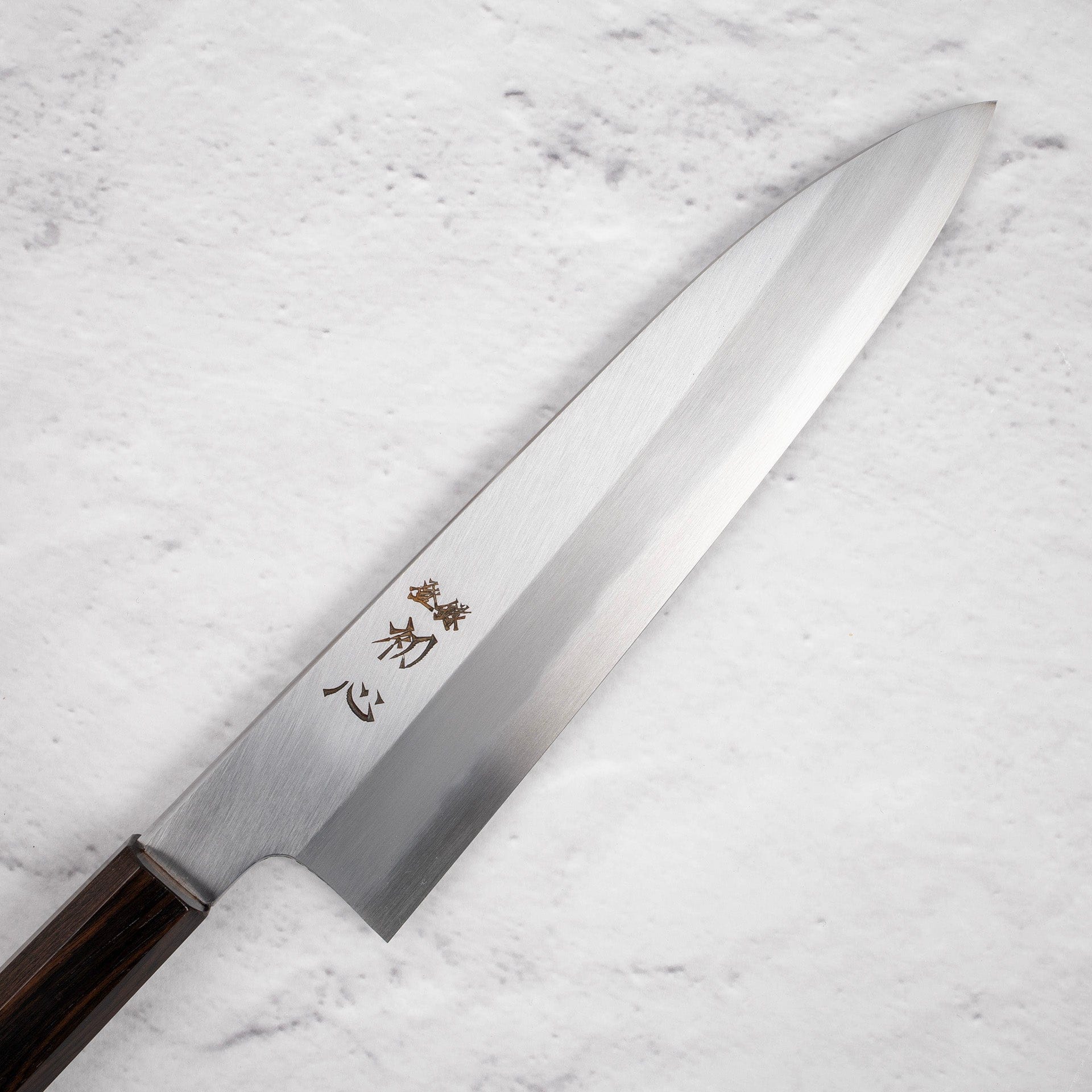 NakagawaBlue1WideBevelKasumiGyuto210mmEbonyHandleb.jpg Nakagawa Blue1 Wide Bevel Kasumi Gyuto 210mm Ebony Handle, view 2