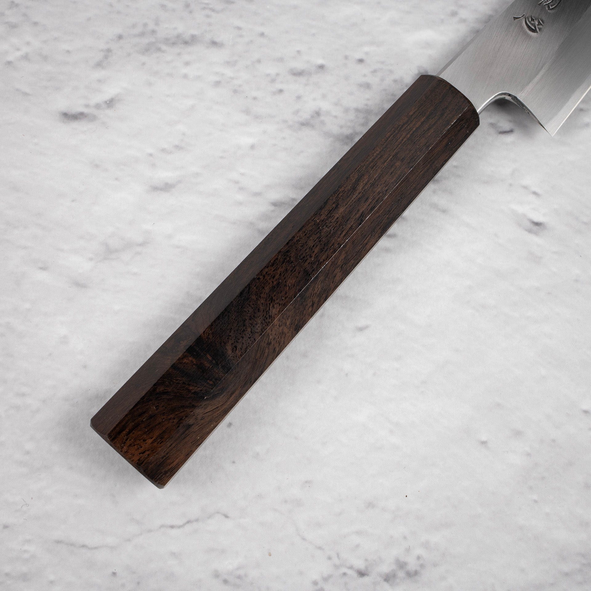 NakagawaBlue1WideBevelKasumiPetty150mmd.jpg Nakagawa Blue 1 Wide Bevel Kasumi Petty 150mm Ebony Handle, view 4
