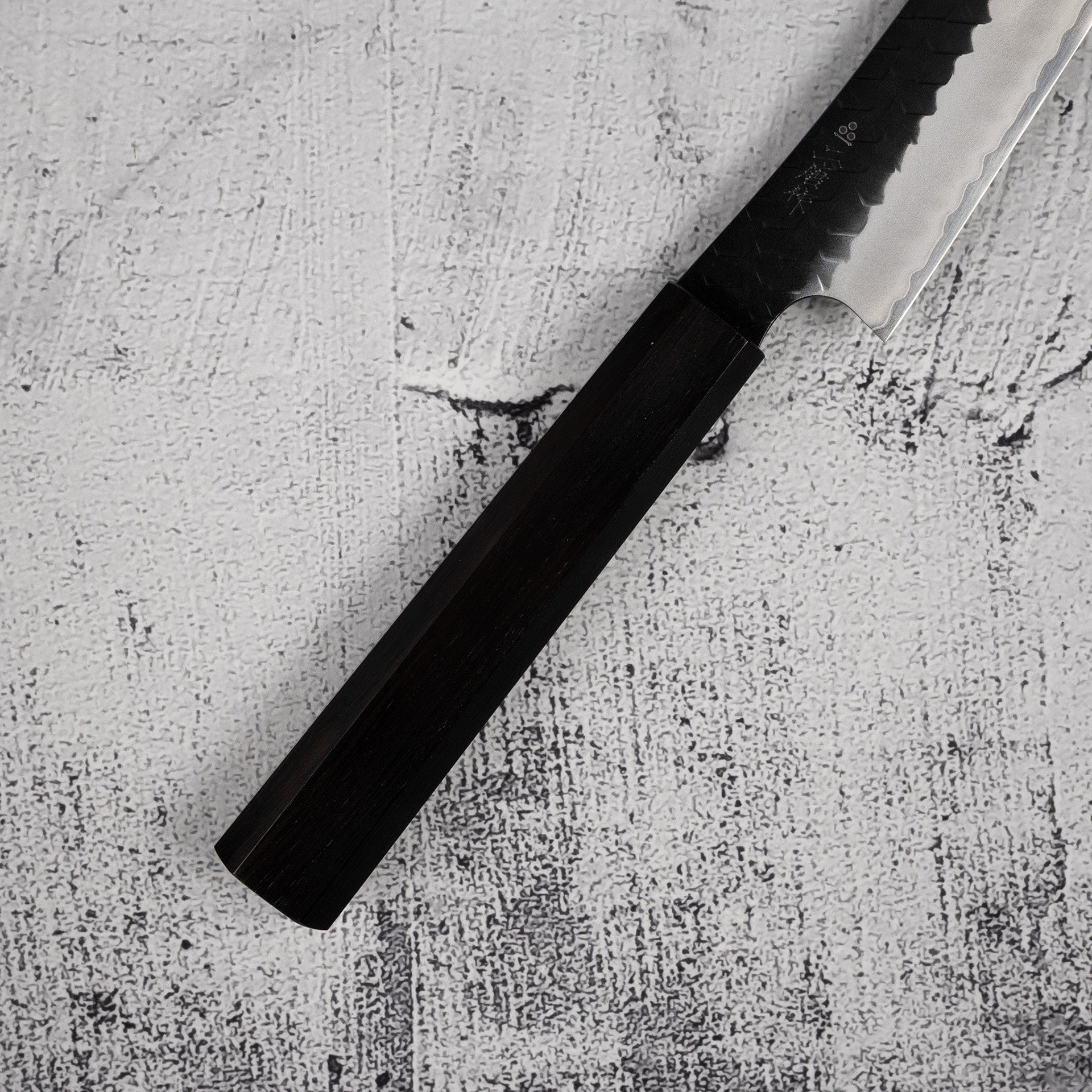 NigaraSG2KUButcherKnife150mm-20250814-04.jpg Nigara SG2 KU Butcher 165mm Kurouchi Tsuchme Ebony, view 5