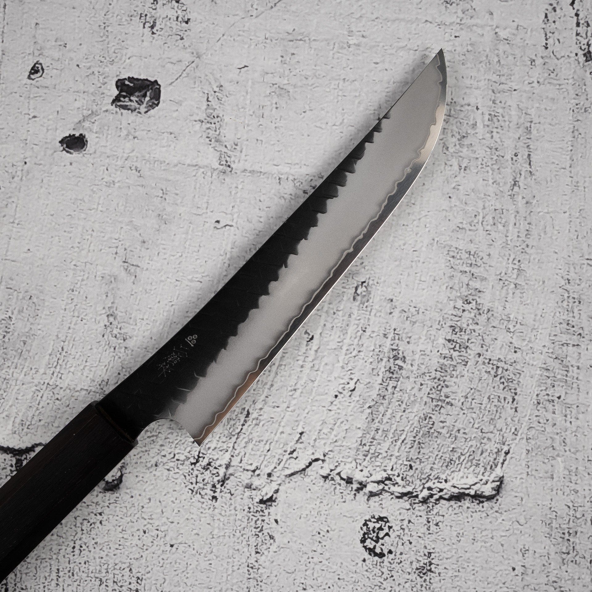 NigaraSG2KUButcherKnife150mm-20250814-05.jpg Nigara SG2 KU Butcher 165mm Kurouchi Tsuchme Ebony, view 2