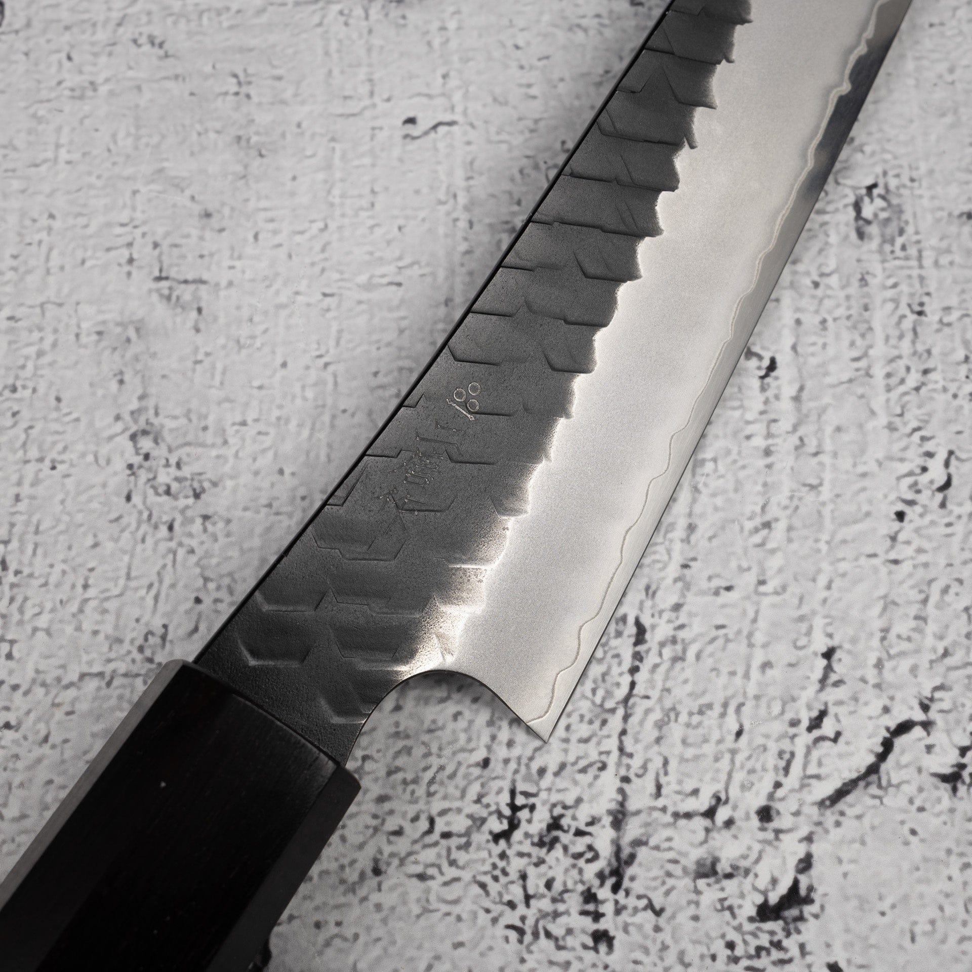 NigaraSG2KUButcherKnife150mm-20250814-07.jpg Nigara SG2 KU Butcher 165mm Kurouchi Tsuchme Ebony, view 4