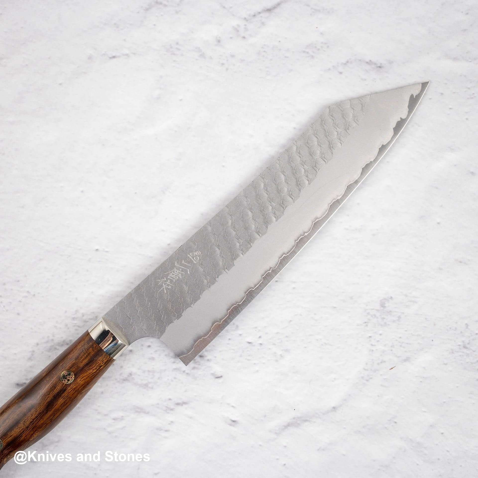 NigaraSG2TsuchimeK-tipGyuto210mmWesternIronwood-20250508-09.jpg Nigara SG2 Tsuchime Matt Migaki K-tip Gyuto 210mm Western Ironwood, view 3
