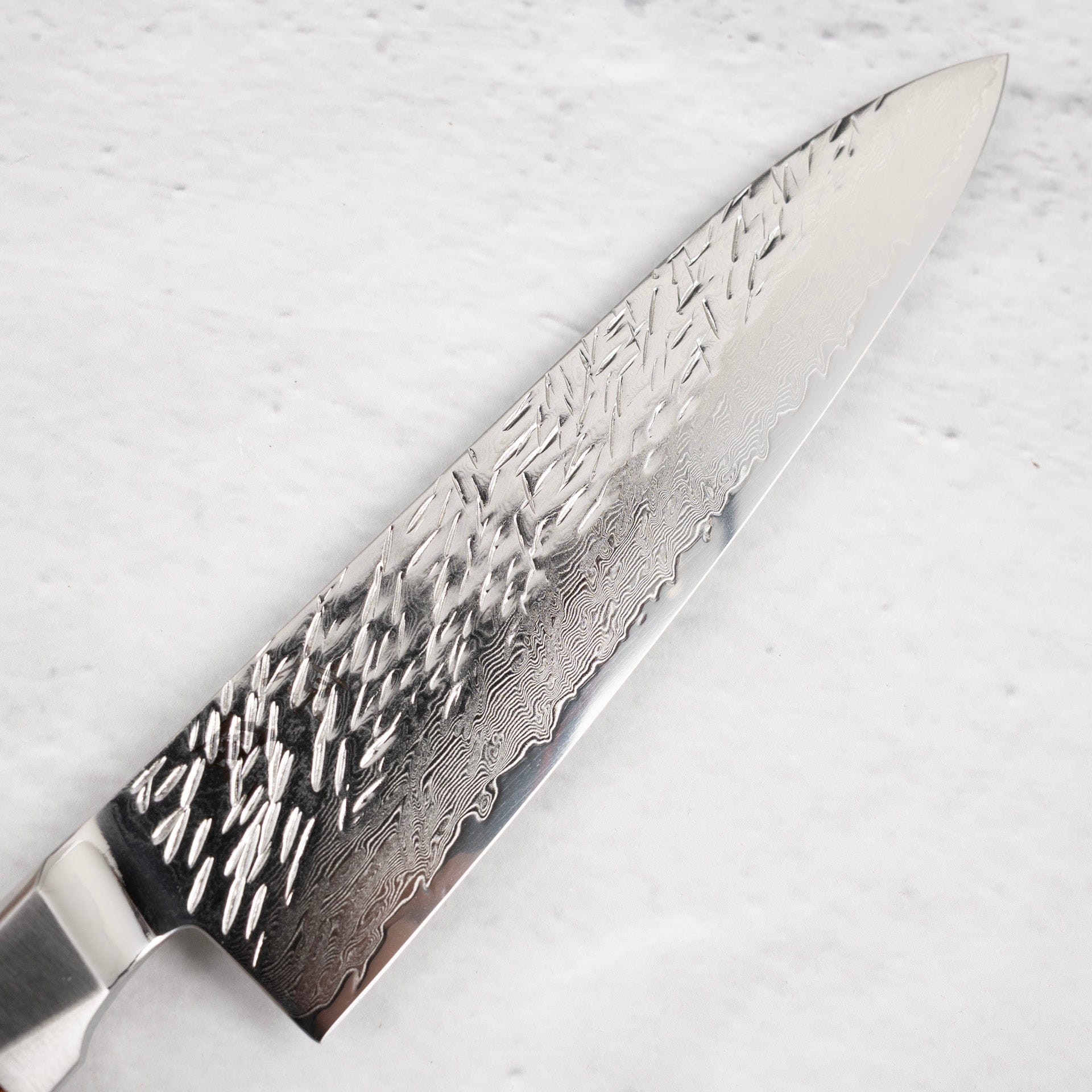 OnoSuzukazeSG2TsuchimeDamascusPetty150mmb.jpg Ono Suzukaze SG2 Tsuchime Damascus Petty 150mm, view 2