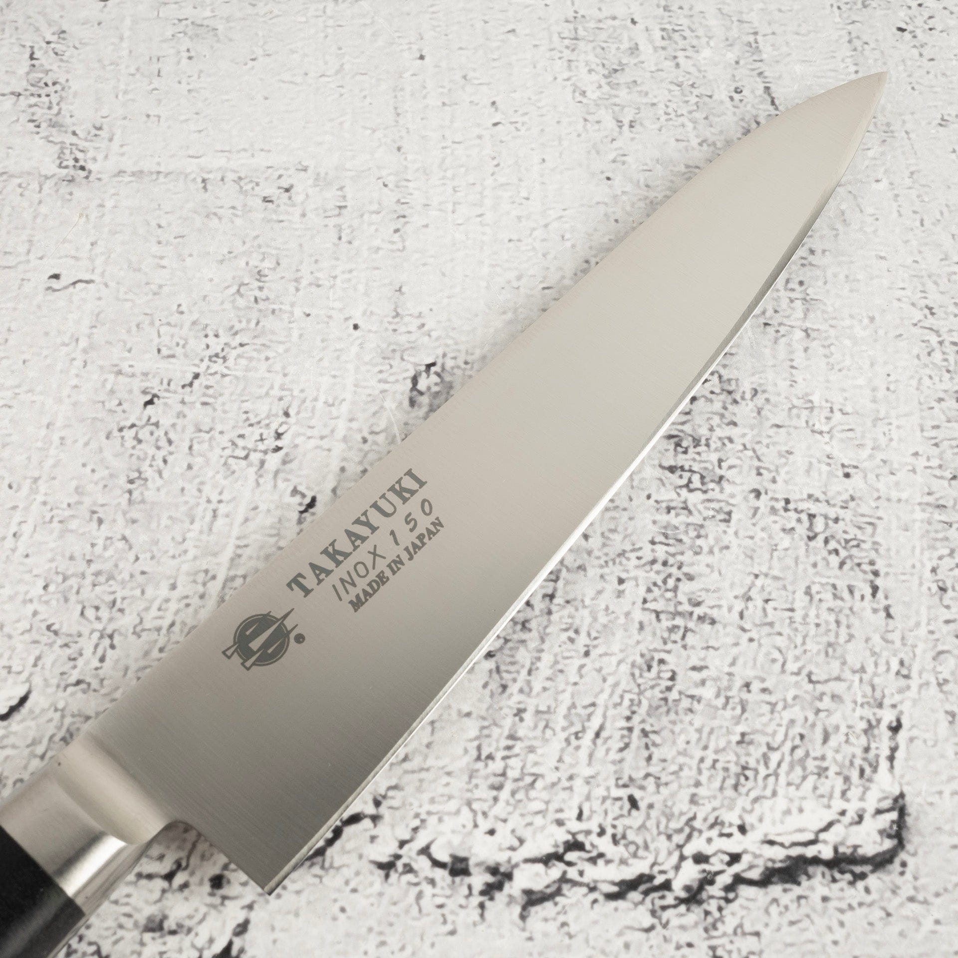SakaiTakayukiINOXStainlessPetty150mm3.jpg Sakai Takayuki INOX Stainless Petty 150mm with Western Handle, view 2