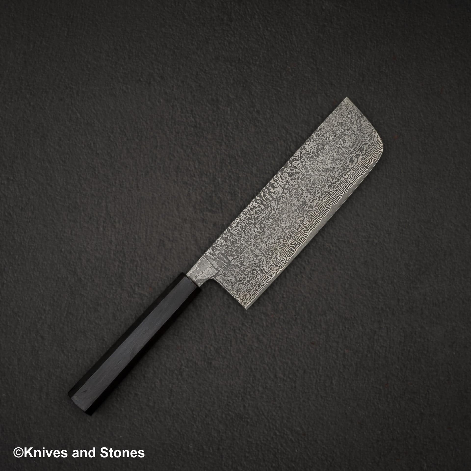 Shiro Kamo Kurokumo SG2 Black Damascus Nakiri 180mm Ebony