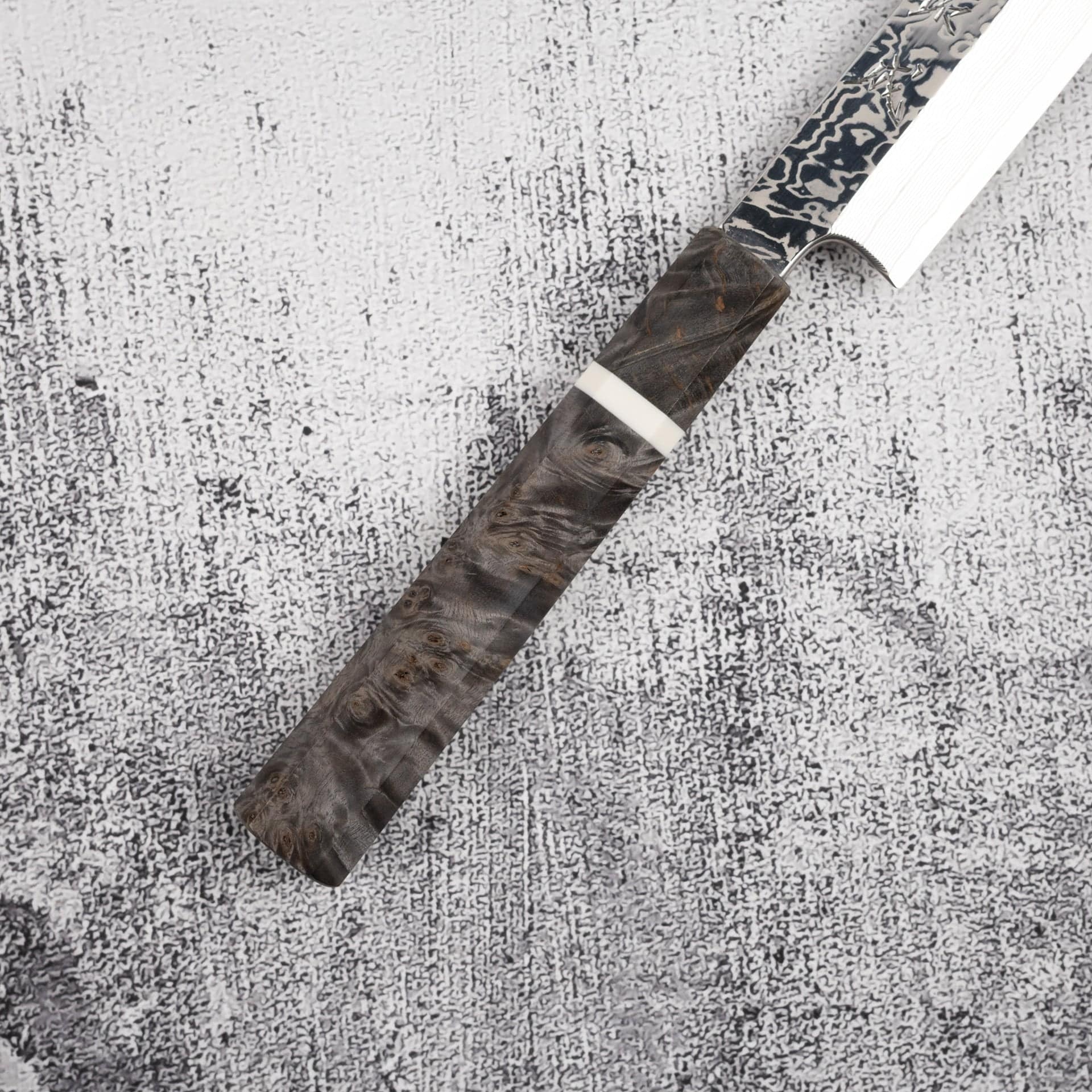 SukenariSG2DamascusK-tipYanagiba300mm-20250724-06.jpg Sukenari SRS-13 Damascus K-tip Yanagiba 300mm Mirror Polish with Saya, view 3