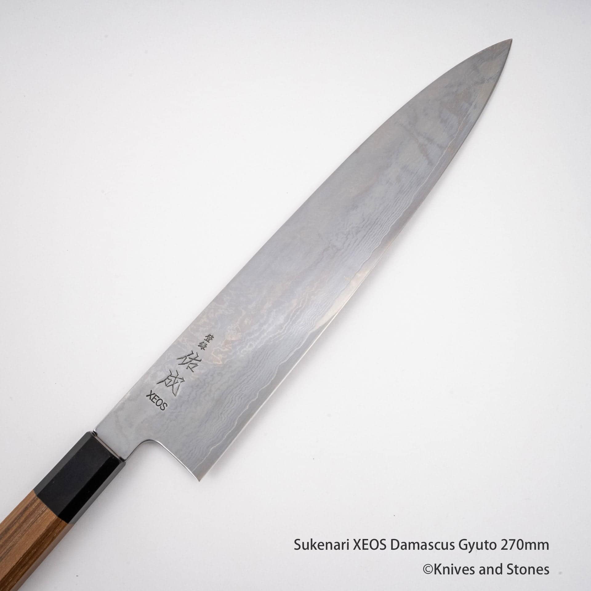 SukenariXEOSDamascusGyuto270mmF.jpg Sukenari VG XEOS Damascus Gyuto 270mm, view 2