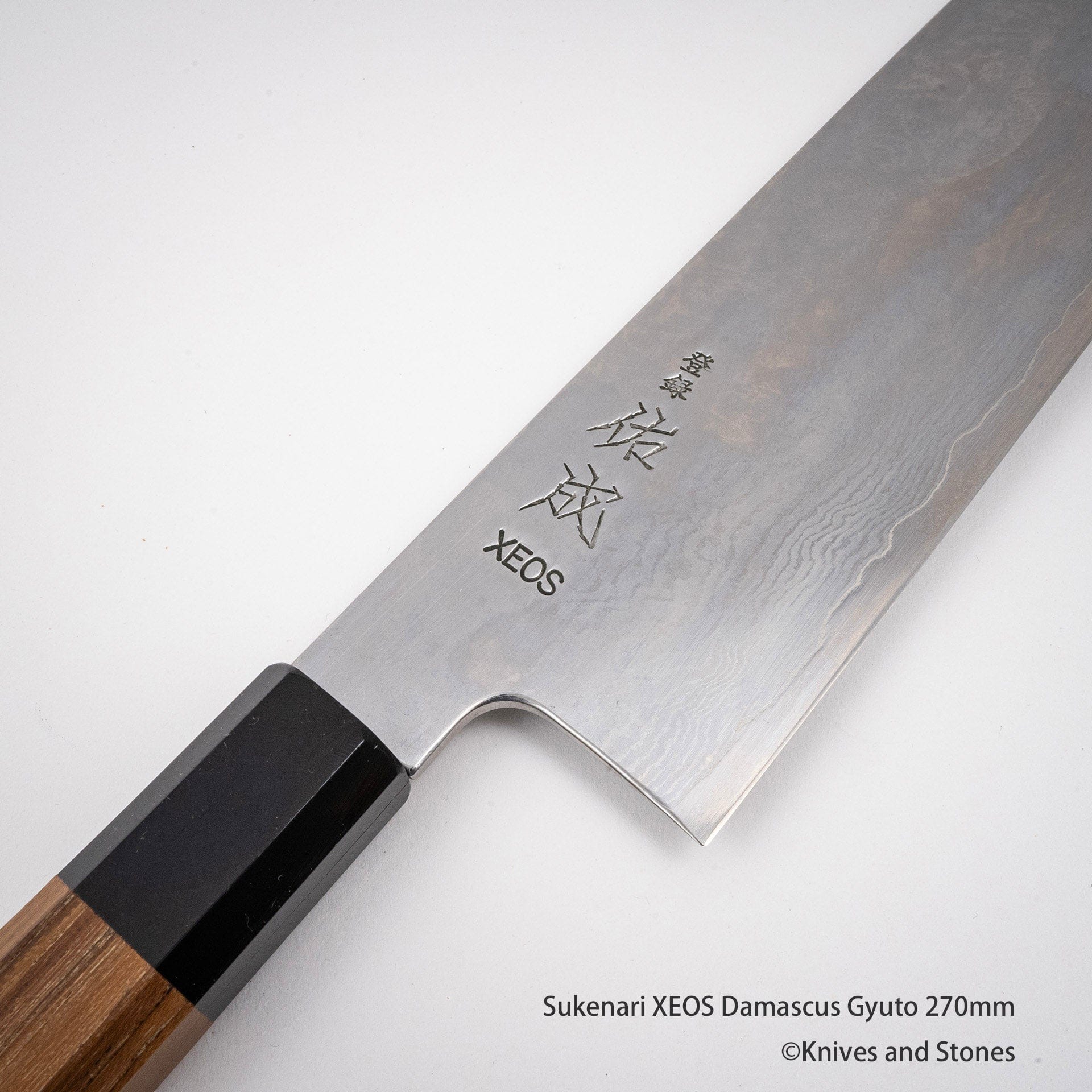 SukenariXEOSDamascusGyuto270mmG.jpg Sukenari VG XEOS Damascus Gyuto 270mm, view 3