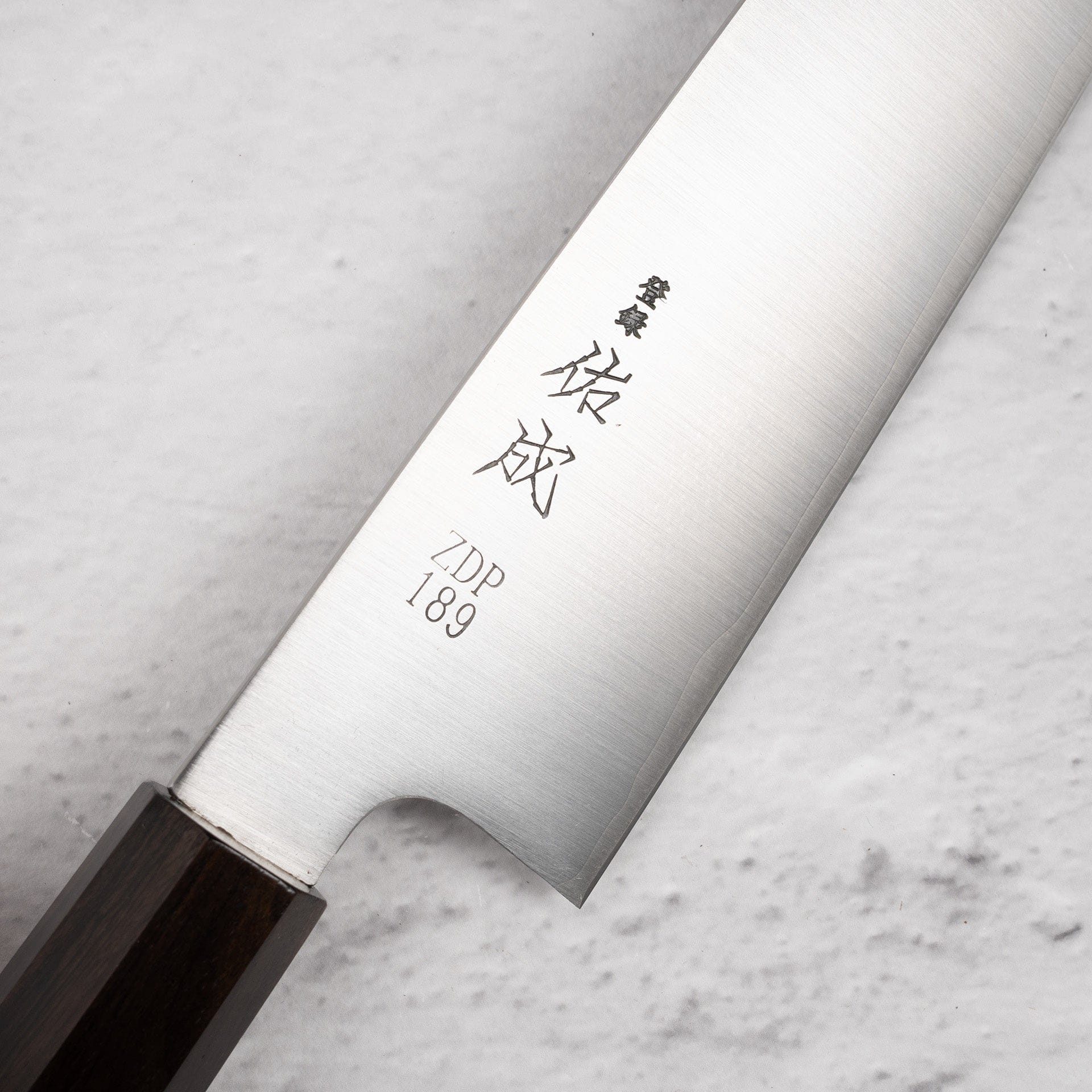 SukenariZDP189HairlineK-tipGyuto240mmEbony-20250516-10.jpg Sukenari ZDP-189 Hairline K-tip Gyuto 240mm, view 5