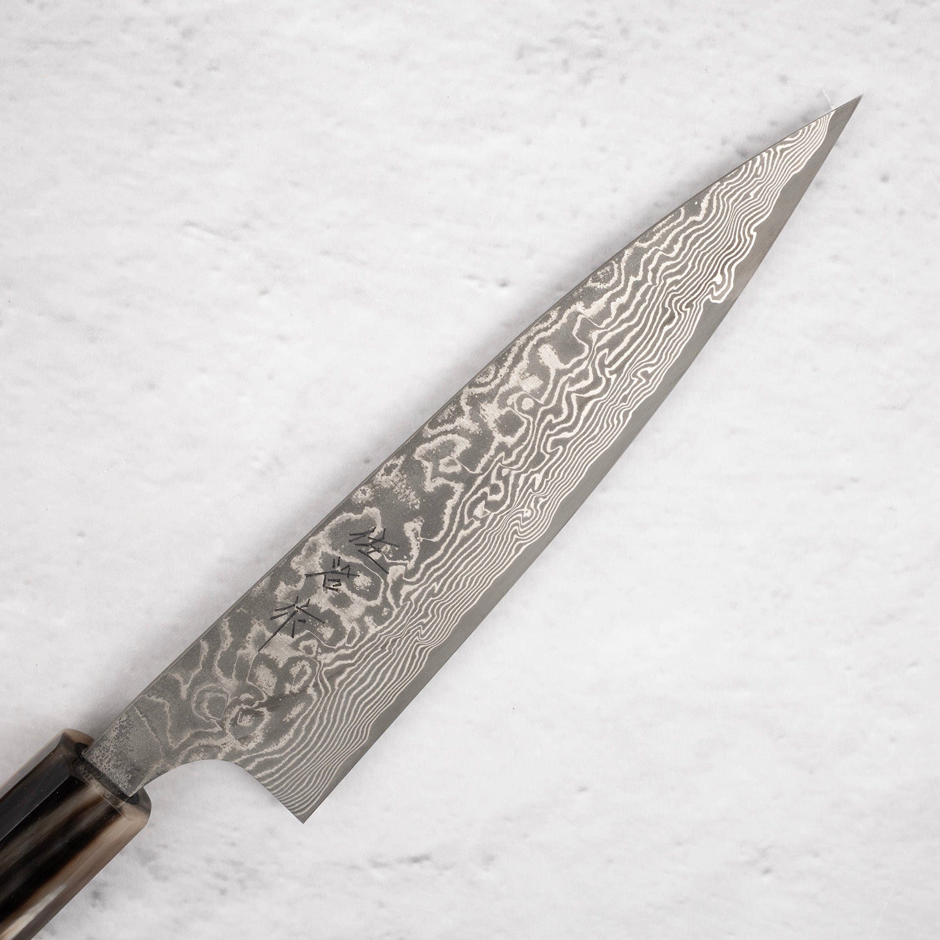 TakeshiSajiSG2BlackDamascusPetty150mmb.jpg Takeshi Saji SG2 Black Damascus Petty 150mm, view 4