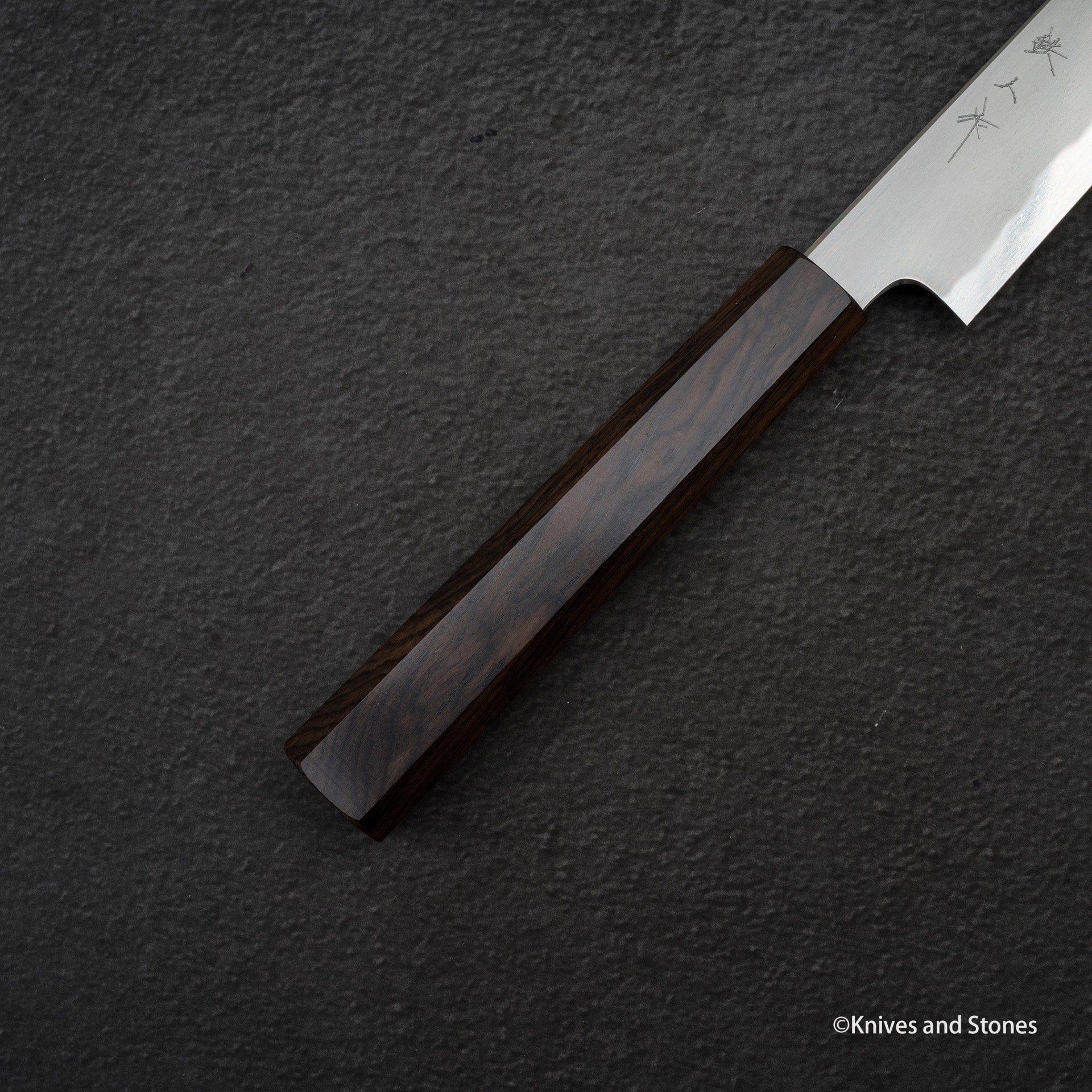 TetsujinBlue2KasumiSujihiki210mmE_af59b08b-64a5-44af-823b-41fc748472f3.jpg Tetsujin Blue 2 Kasumi Sujihiki 210mm Ebony Handle, view 2