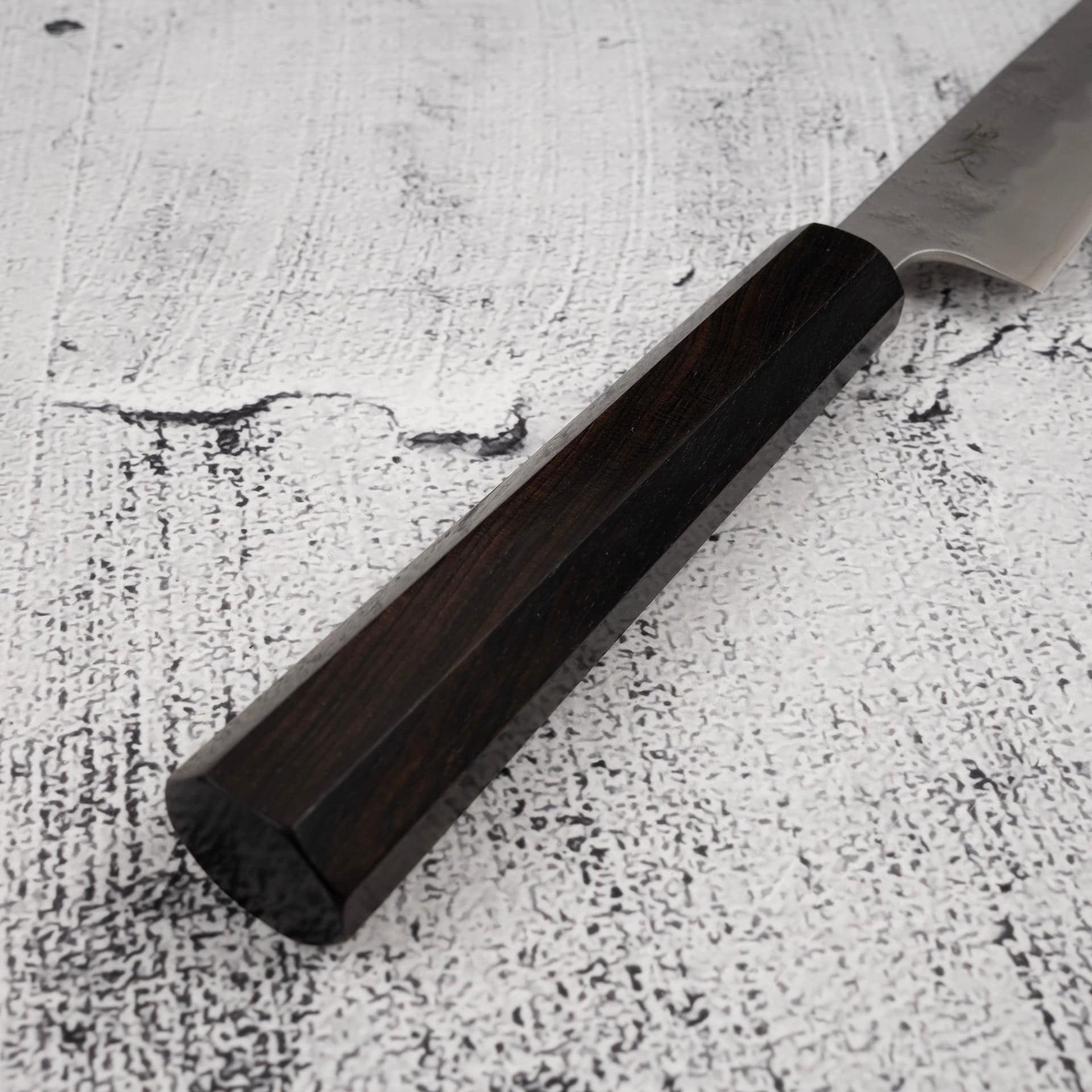 TsunehisaGinsanNashijiPetty135mmEbonyHandled.jpg Tsunehisa Ginsan Nashiji Petty 135mm Ebony Handle, view 4