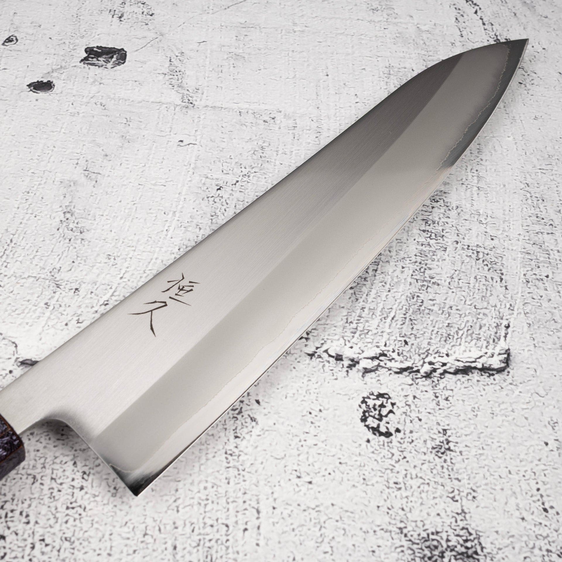 TsunehisaWhite1SSCladKasumiGyuto240mmPurpleHandleb_2002e266-a3c3-4778-86f7-3ae68eadc677.jpg Tsunehisa White 1 S/S Clad Kasumi Gyuto 240mm Purple Handle, view 2
