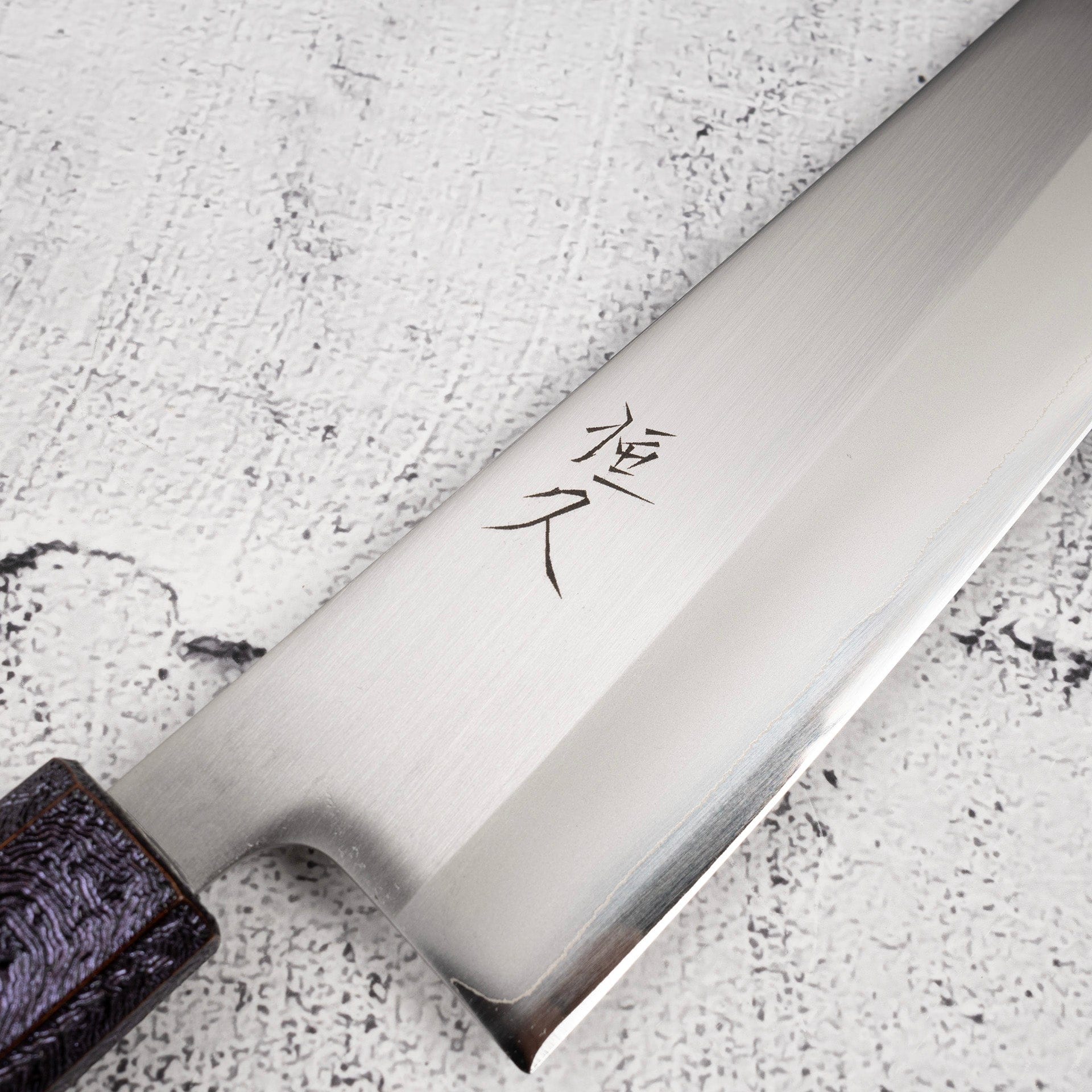 TsunehisaWhite1SSCladKasumiGyuto240mmPurpleHandlec_00f42d7e-5933-445d-a537-d6c0bb0e0cfb.jpg Tsunehisa White 1 S/S Clad Kasumi Gyuto 240mm Purple Handle, view 3