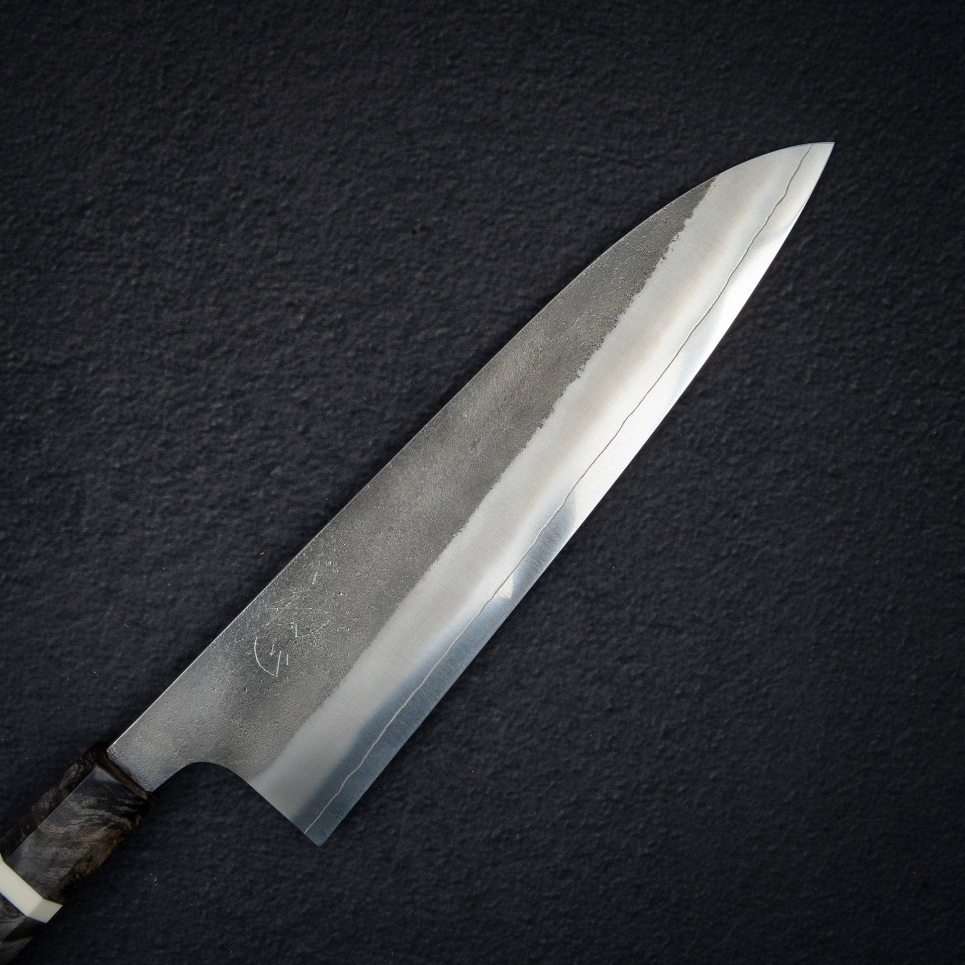 YoshikaneSKDNashijiGyuto210mmExtraTallSP1g.jpg Hatsukokoro x Yoshikane SKD Nashiji Gyuto 210mm Extra Tall, Stablized Burl Handle, view 3