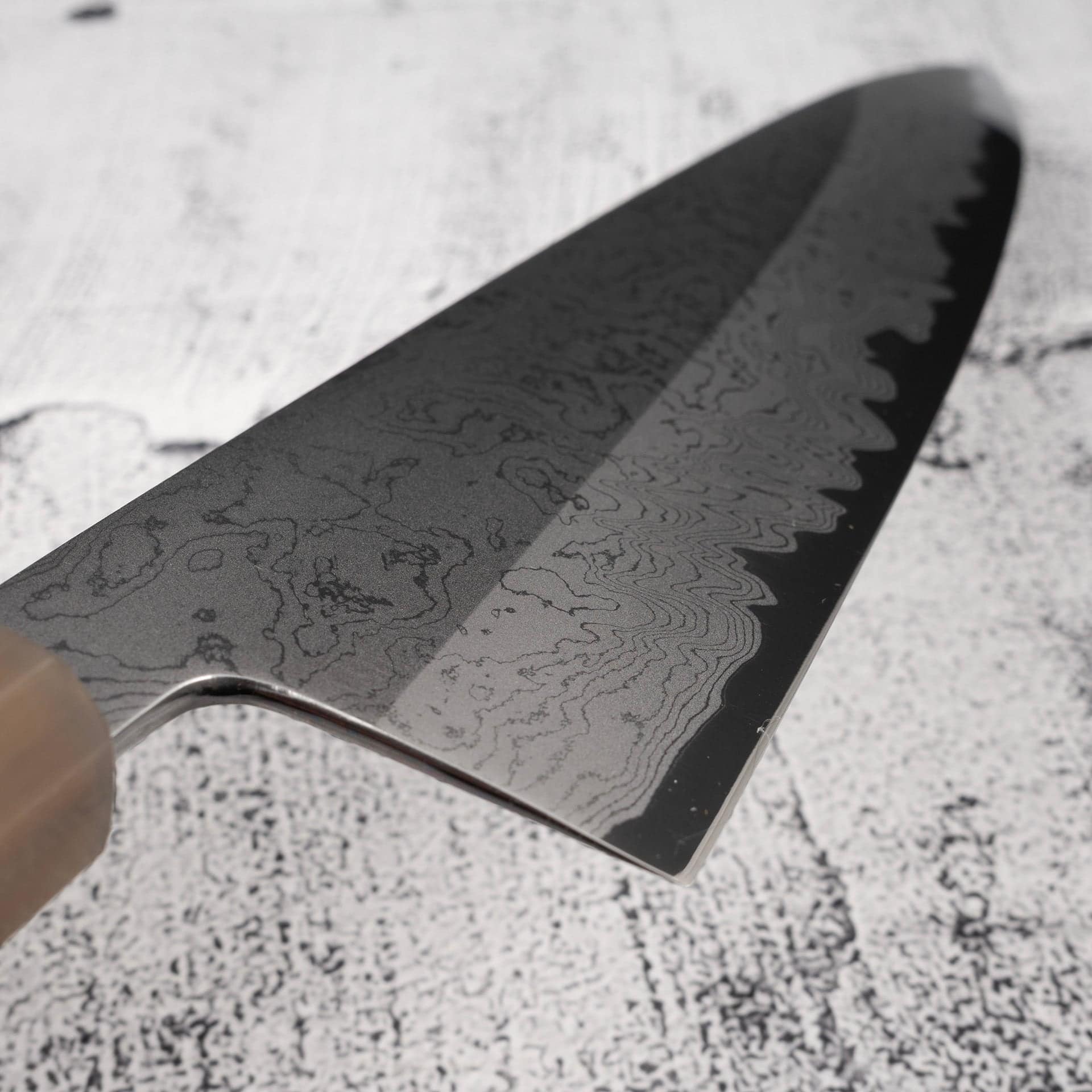 YoshikazuTanakaWhite1DamascusGyuto240mmd.jpg Yoshikazu Tanaka White 1 Damascus Gyuto 240mm, view 4