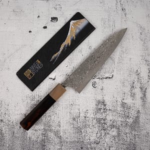 Takeshi Saji SG2 Black Damascus Gyuto 180mm Heart-shaped Ironwood Handle