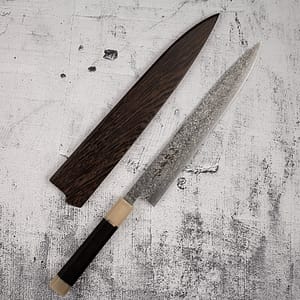 Tanaka Habakiri SG2 Damascus Sujihiki 240mm with Saya