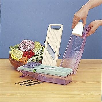 512oSm0EQvL._AC.jpg Benriner Vegetable Slicer with Catch Tray Japanese Mandoline, view 4